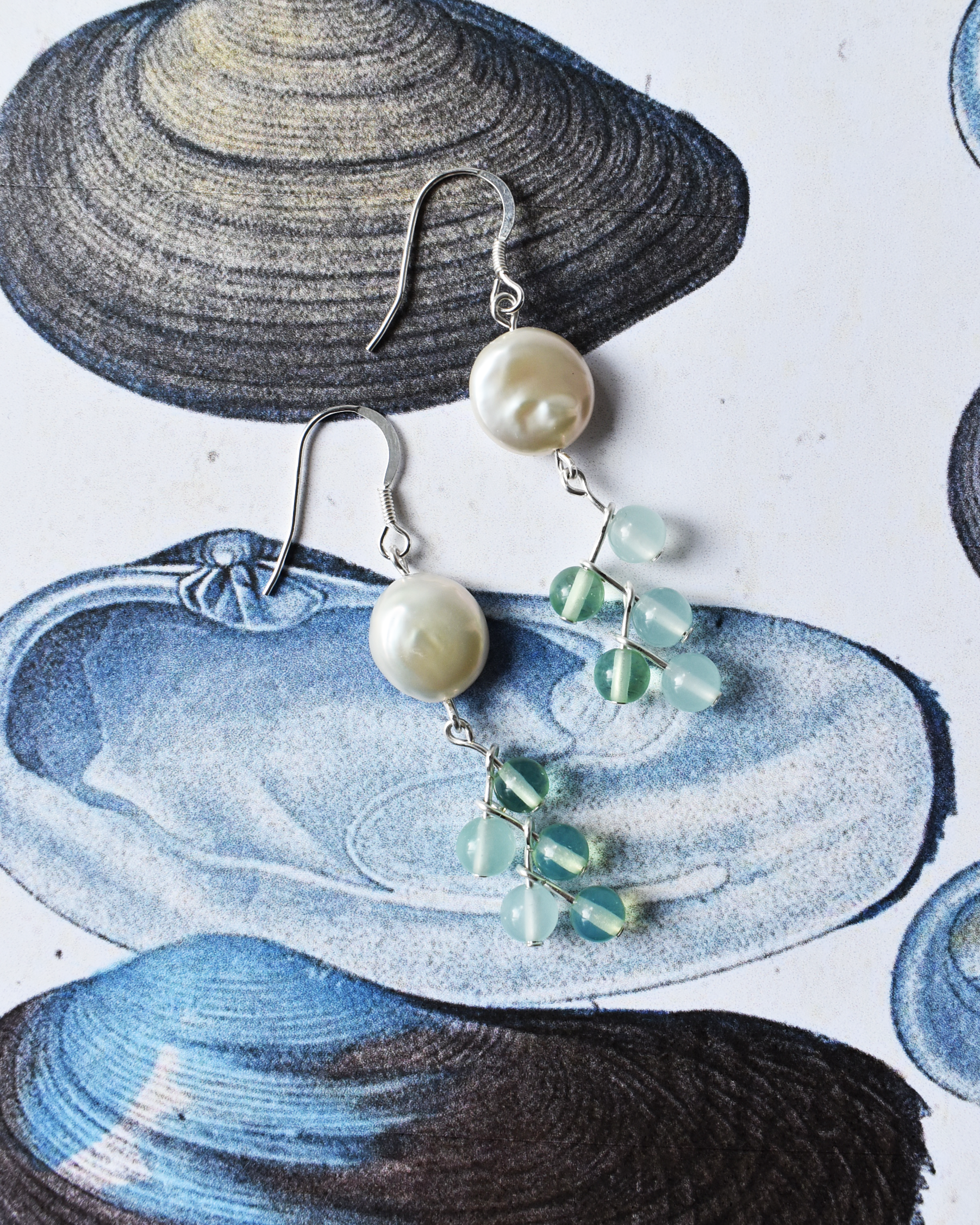 Elegant Green Pearl Drop Earrings