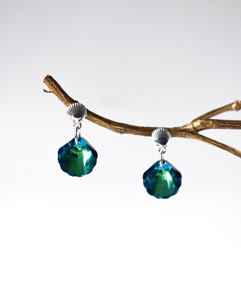 'Blue Lagoon' Crystal Seashell Earrings