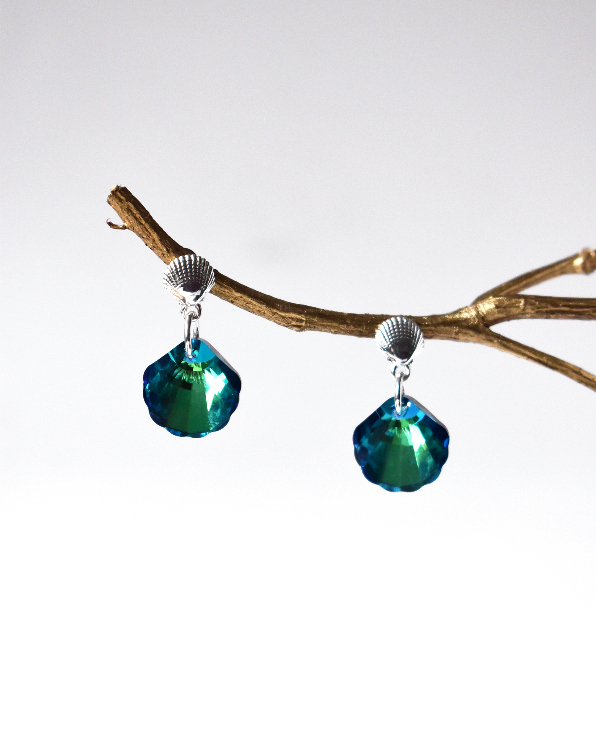 'Blue Lagoon' Crystal Seashell Earrings