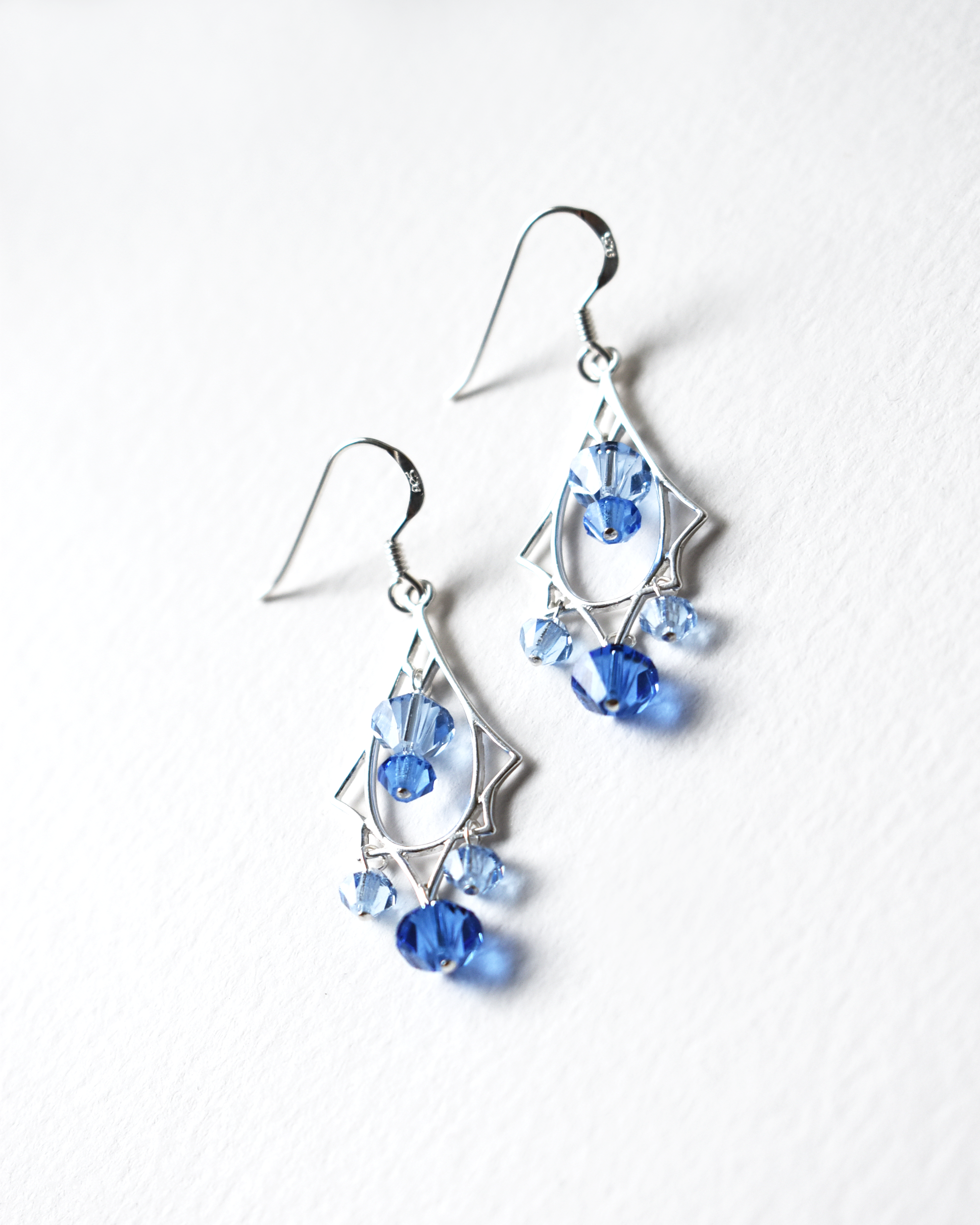 Blue Crystal Art Deco Chandelier Earrings