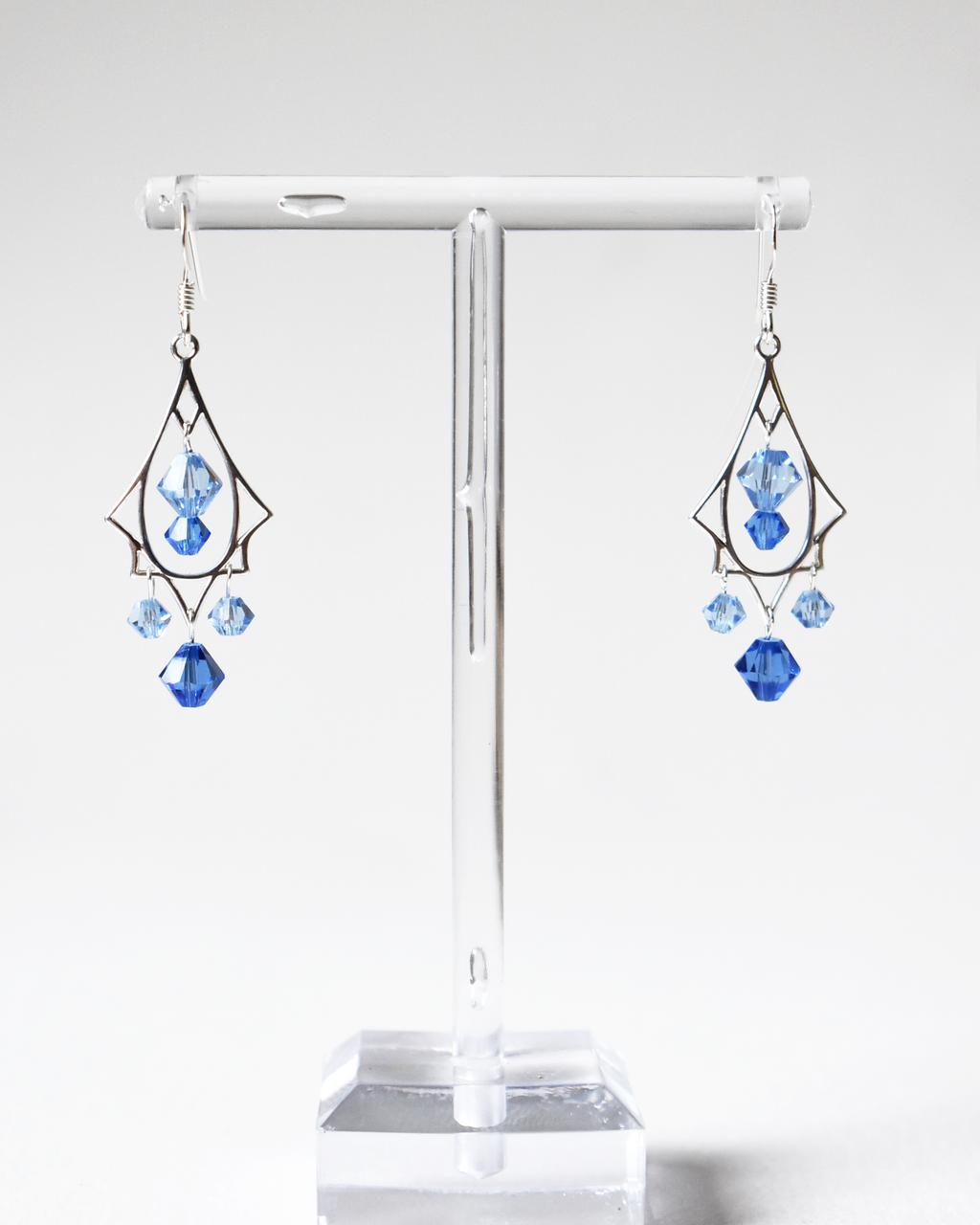 Blue Crystal Art Deco Chandelier Earrings