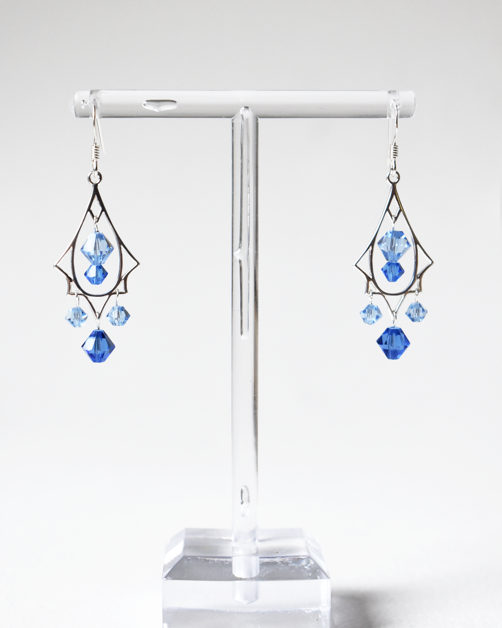 Blue Crystal Art Deco Chandelier Earrings