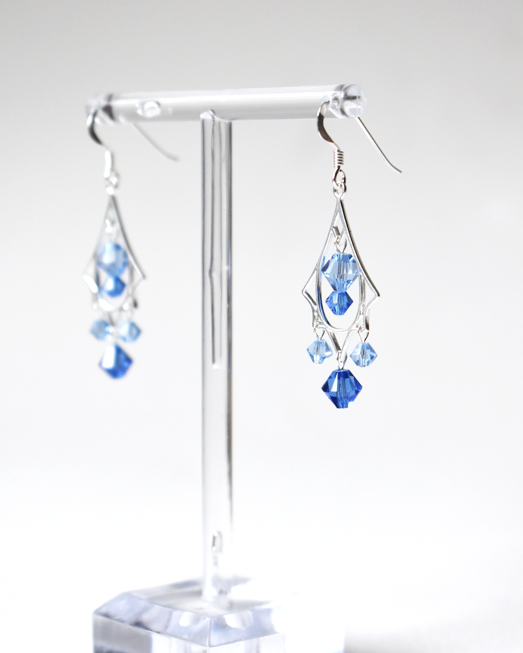 Blue Crystal Art Deco Chandelier Earrings