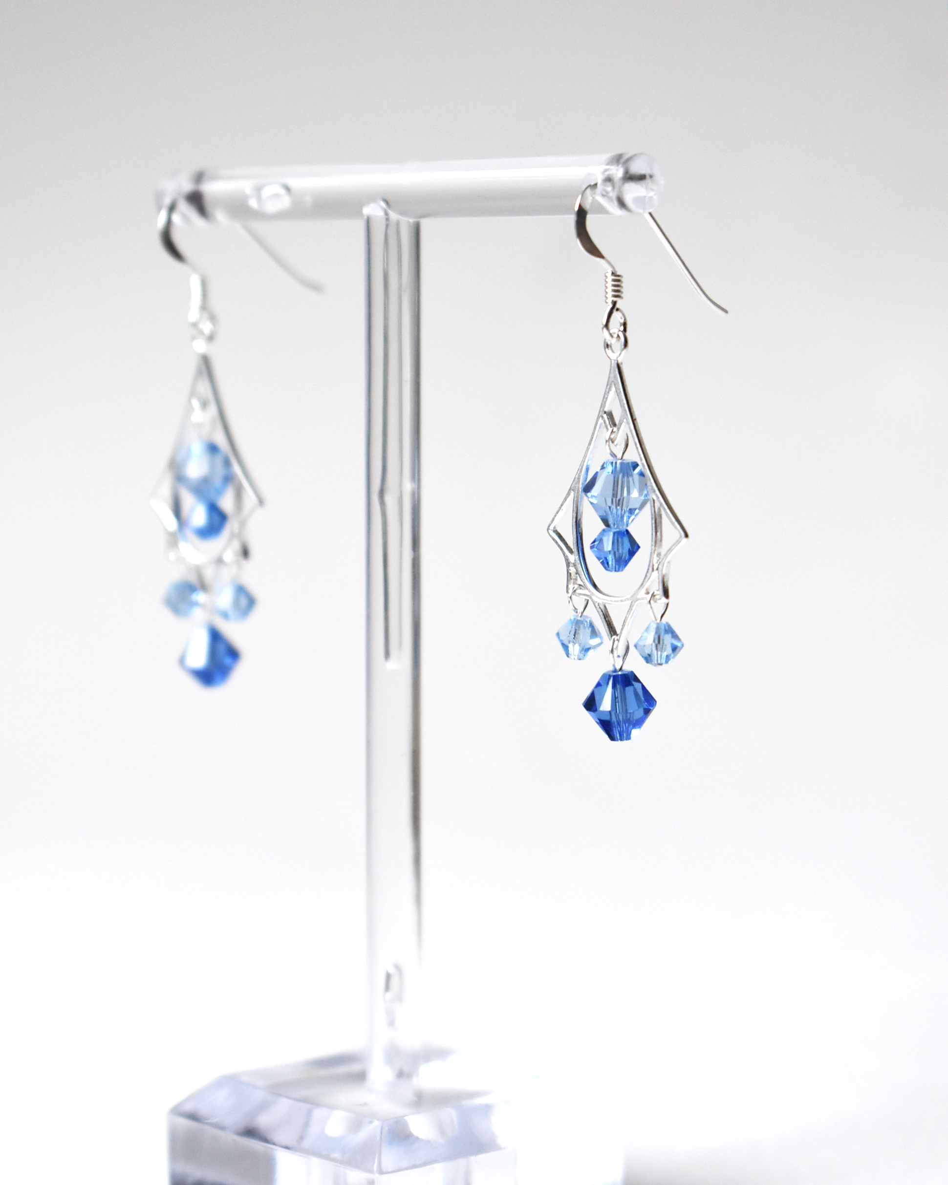 Blue Crystal Art Deco Chandelier Earrings