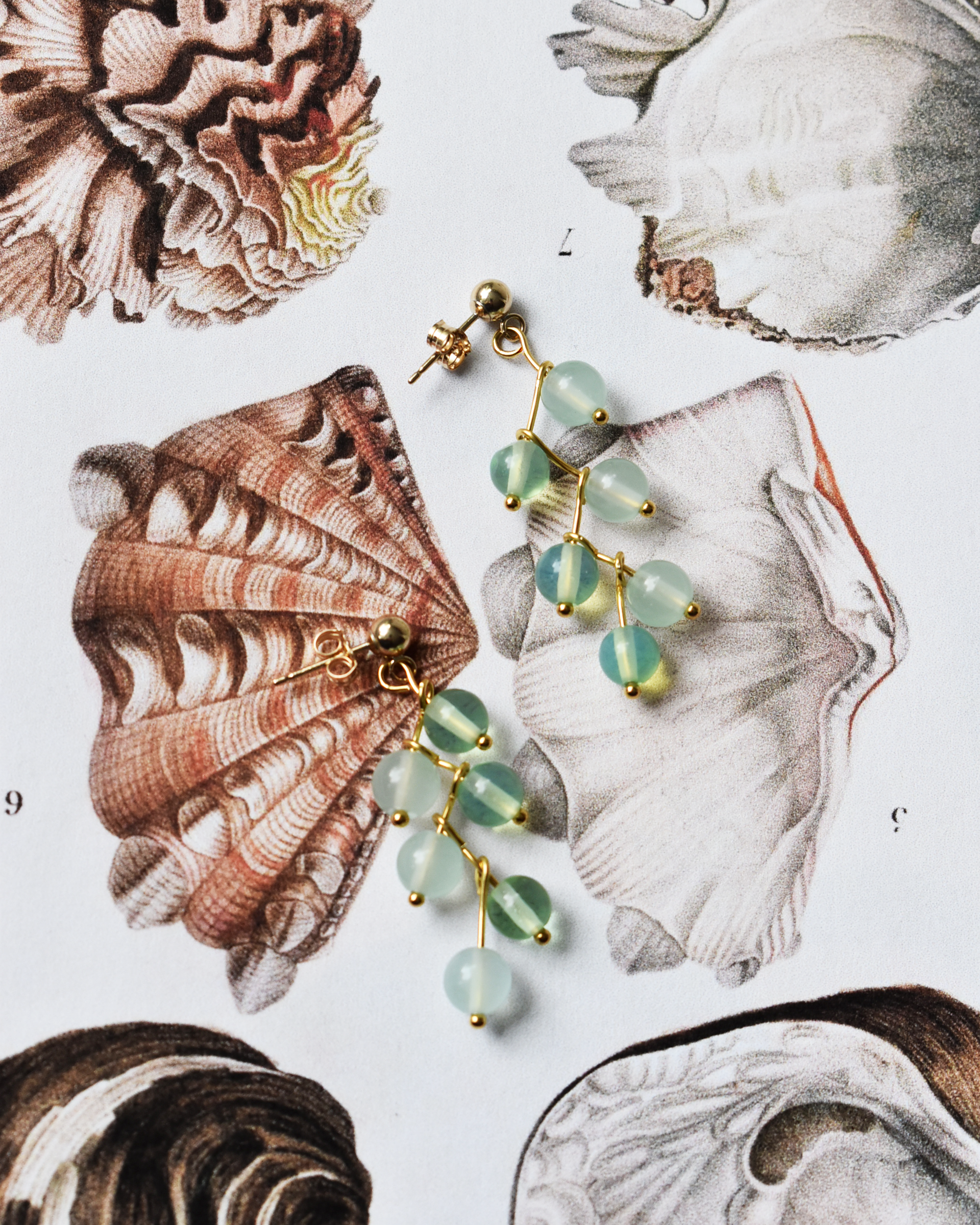 Green Zig Zag Drop Earrings