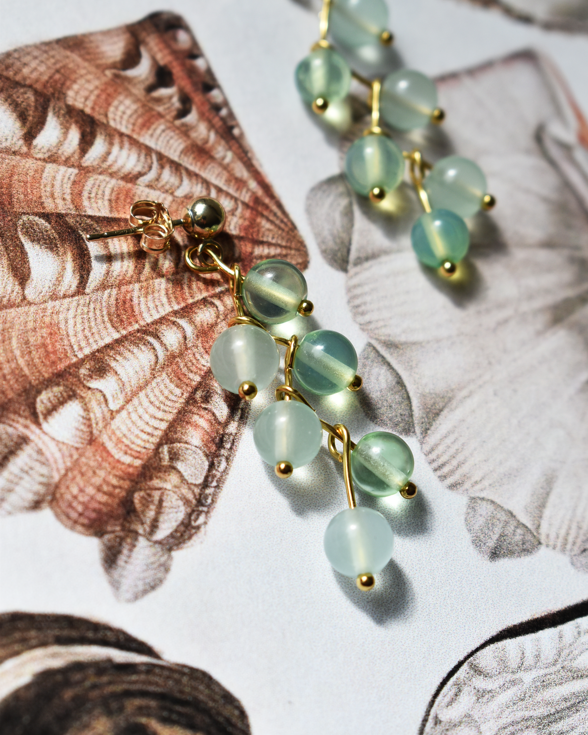 Green Zig Zag Drop Earrings