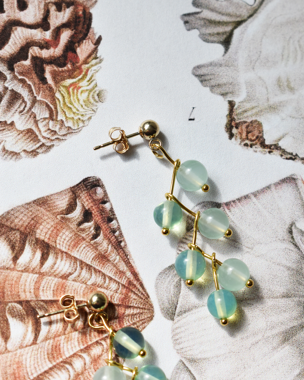 Green Zig Zag Drop Earrings