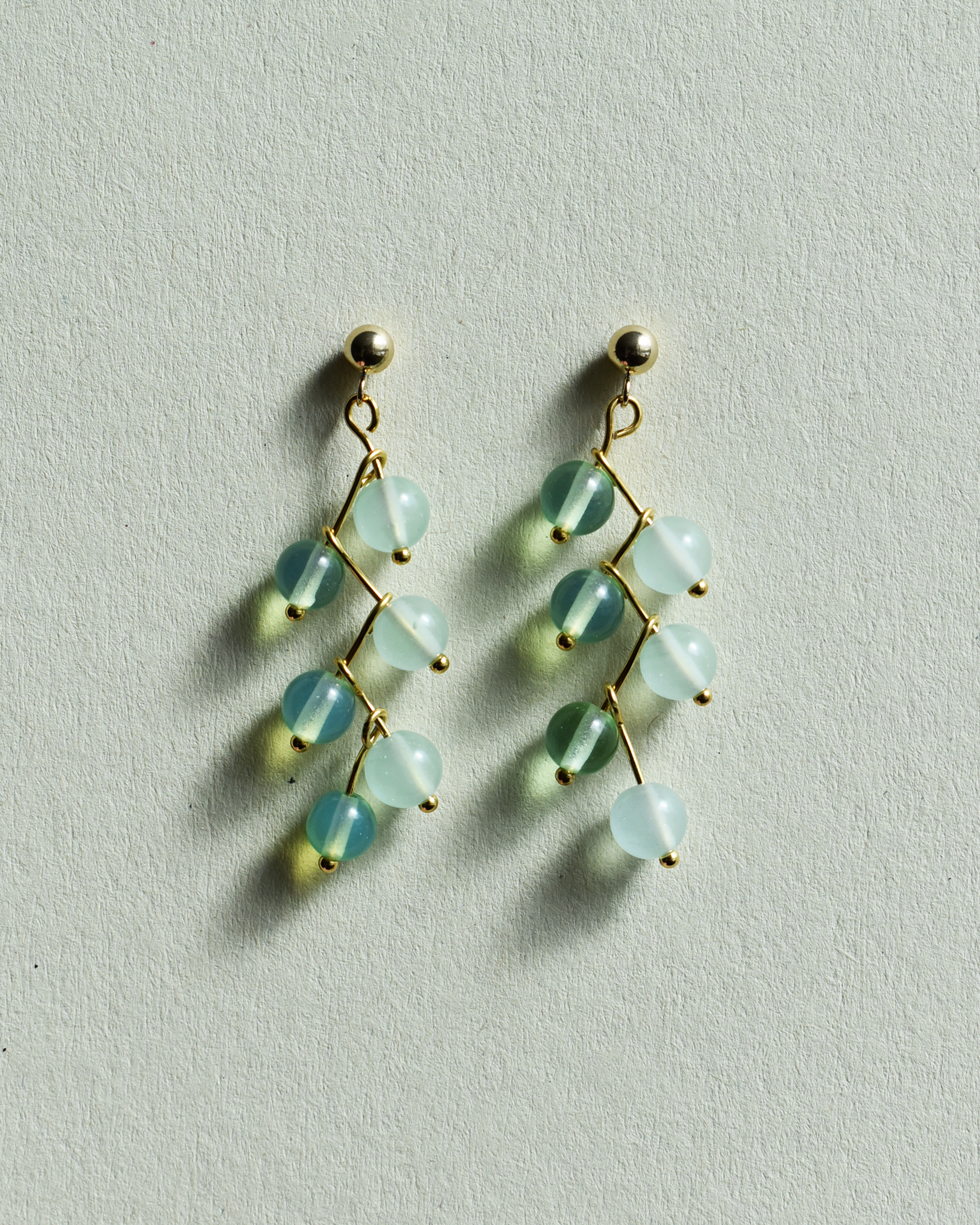 Green Zig Zag Drop Earrings