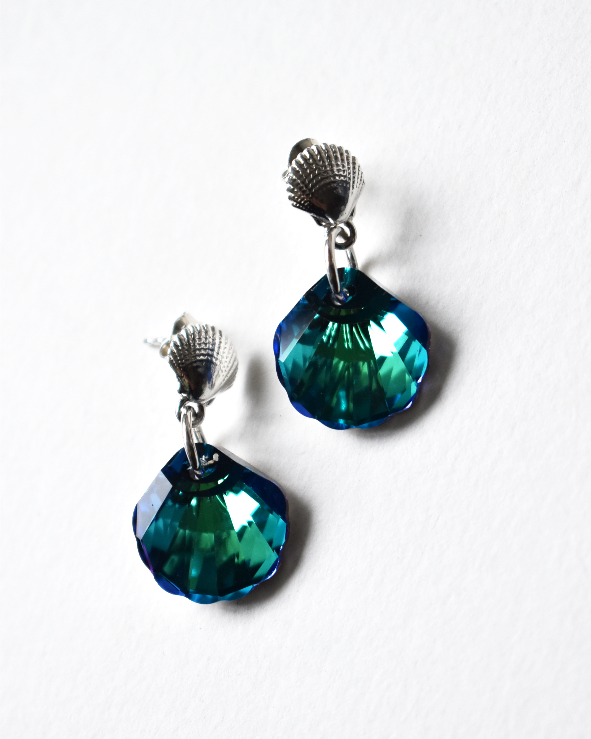 'Blue Lagoon' Crystal Seashell Earrings