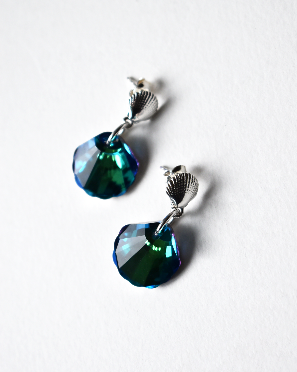 'Blue Lagoon' Crystal Seashell Earrings