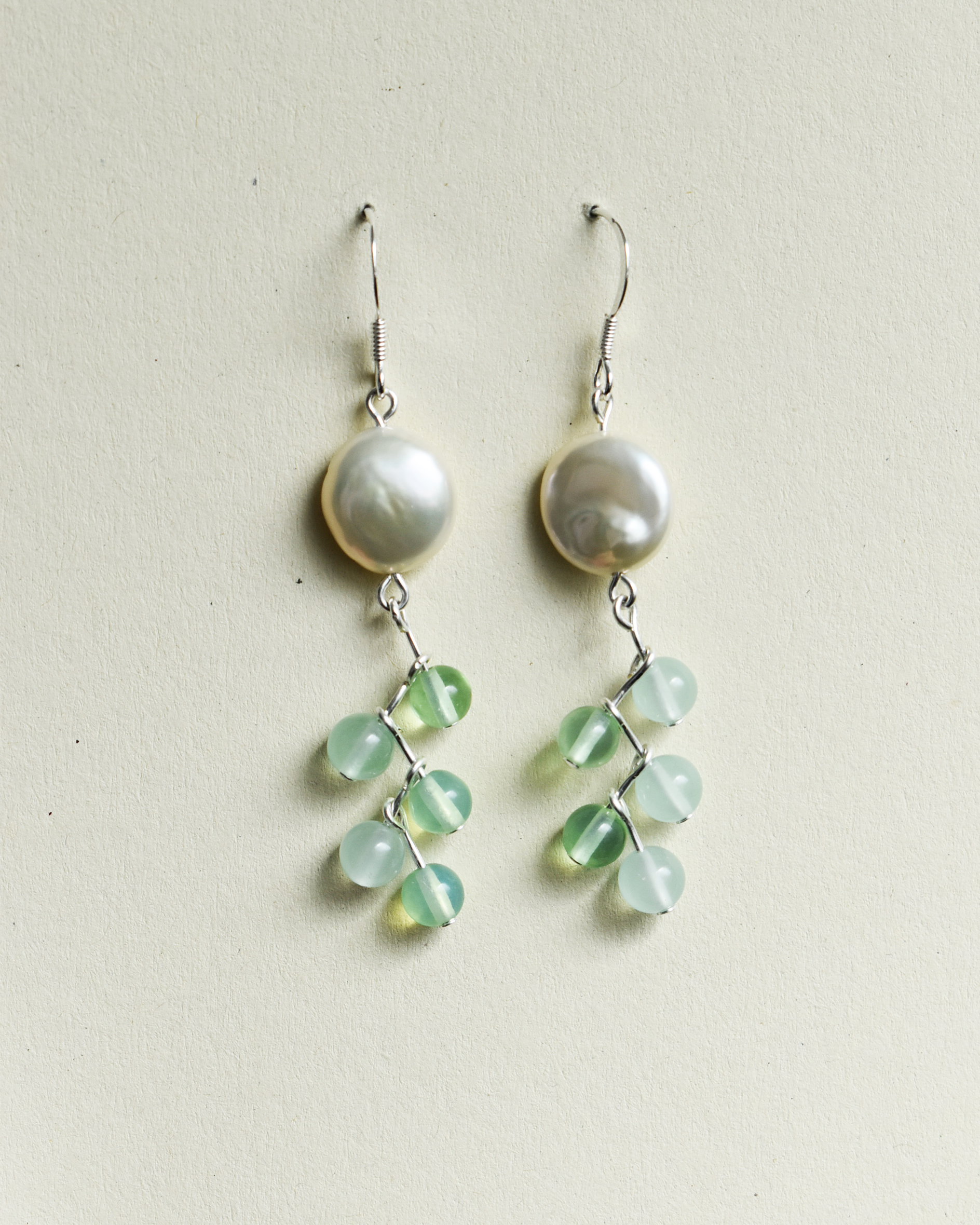 Elegant Green Pearl Drop Earrings