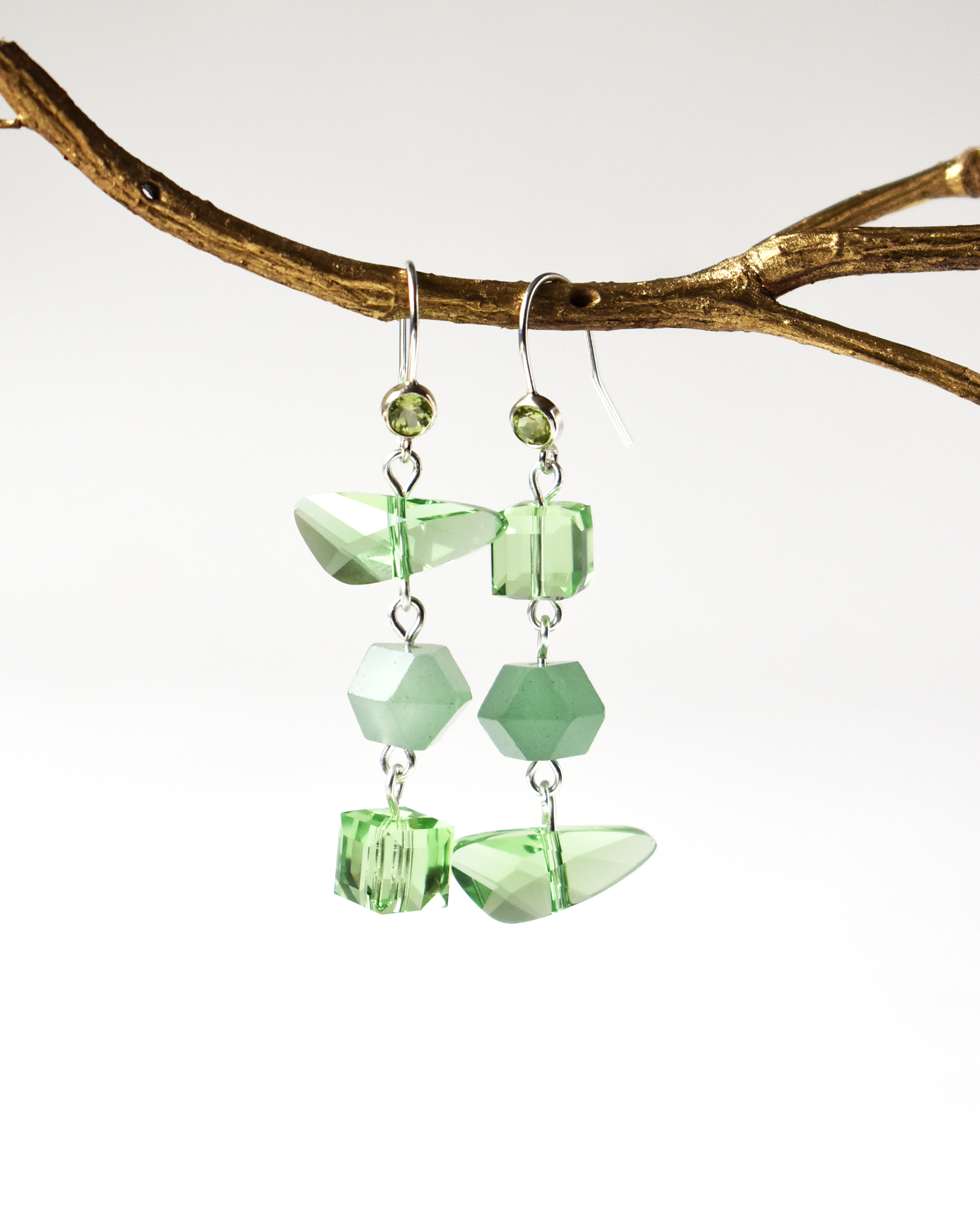 Peridot & Jade Crystal Earrings