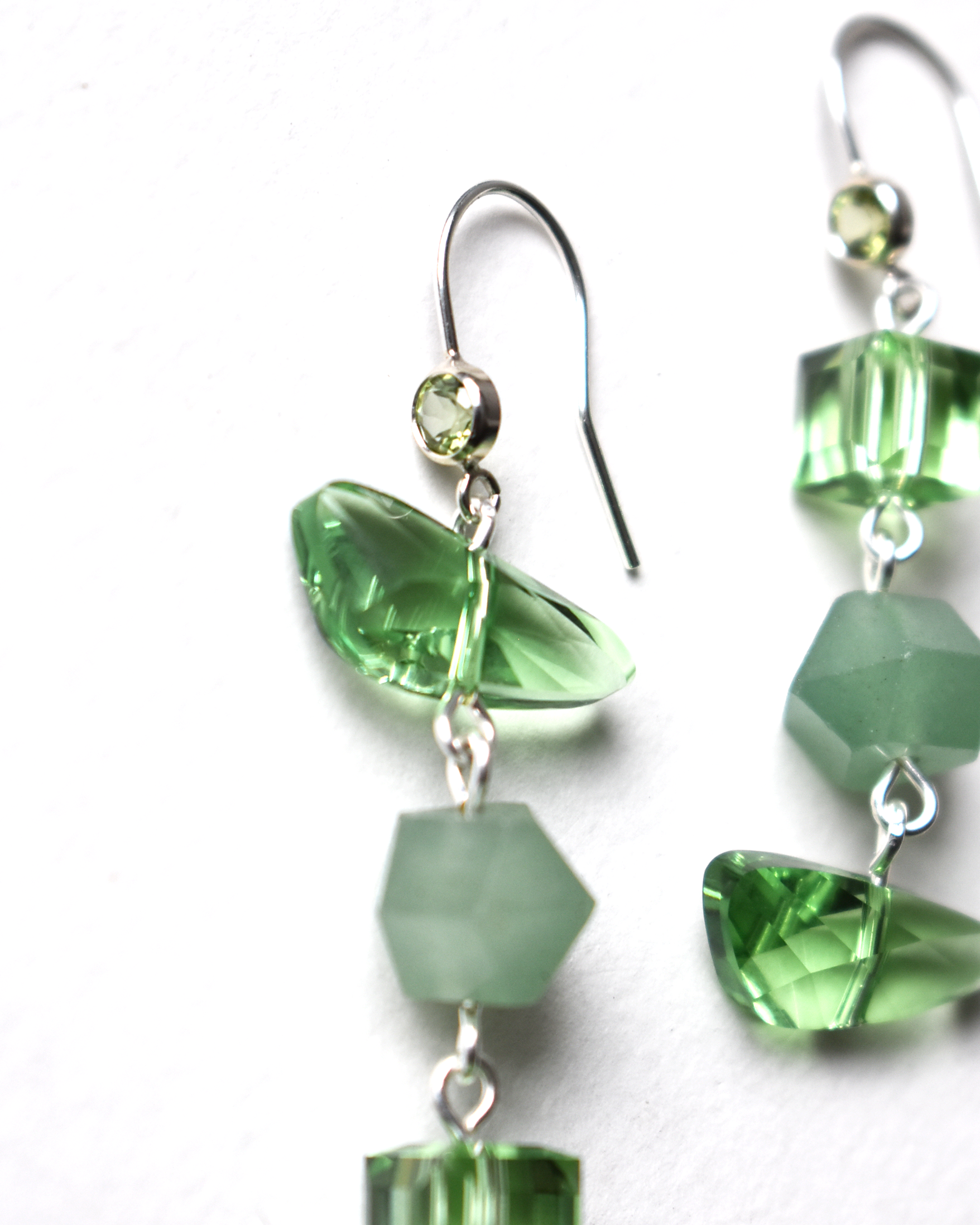 Peridot & Jade Crystal Earrings