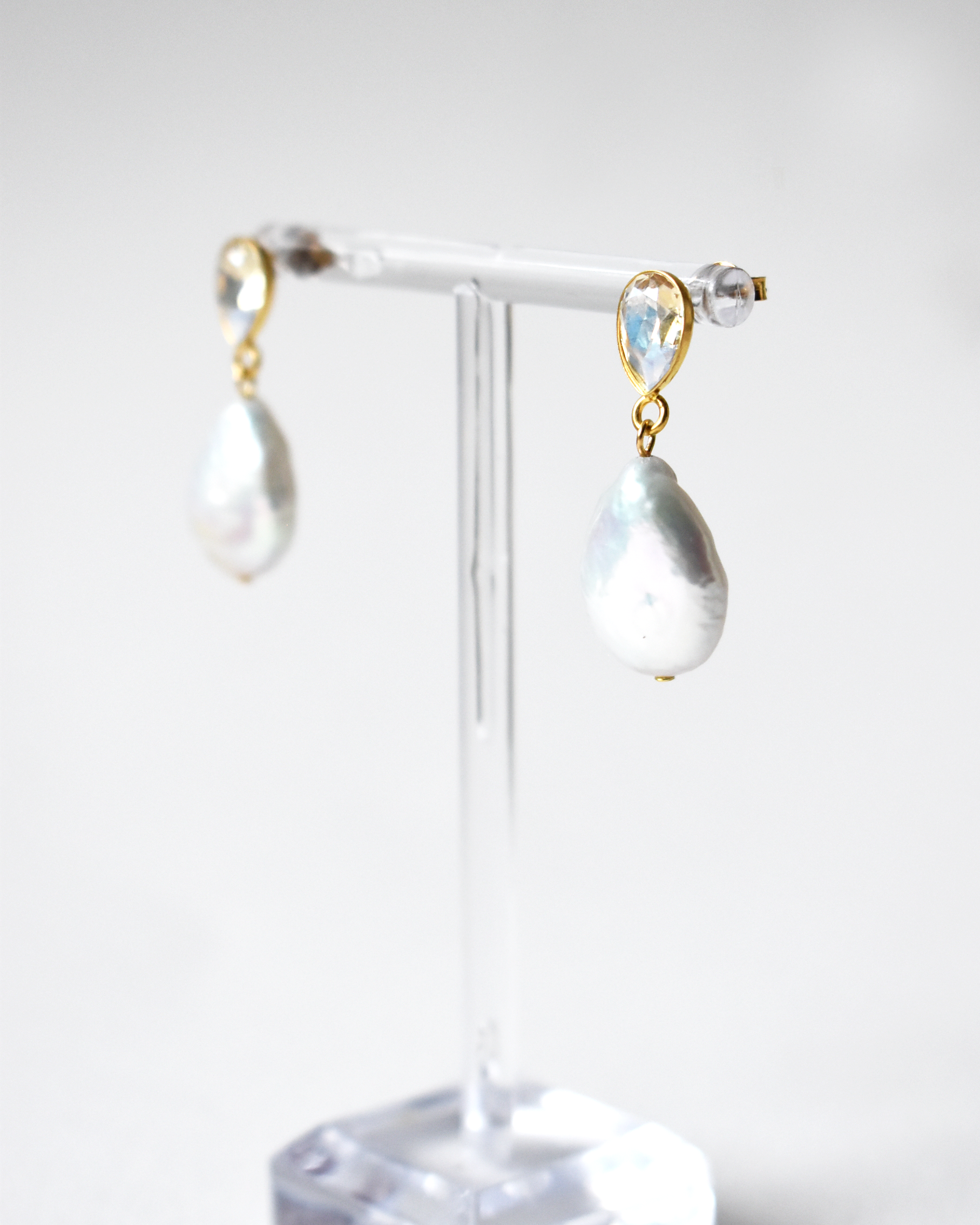 Moonlight Crystal Freshwater Pearl Earrings