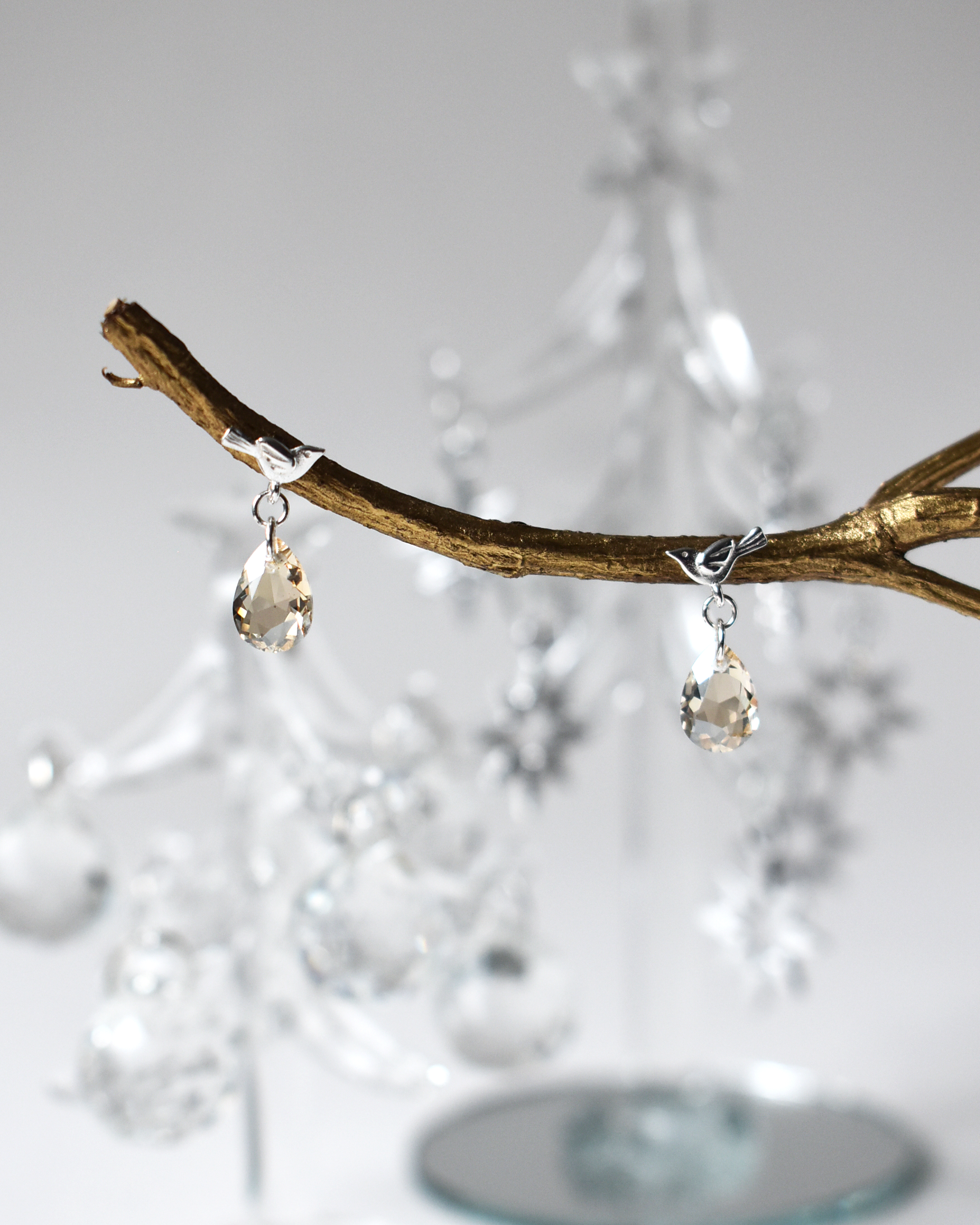 'Love Bird' Champagne Crystal Drop Earrings