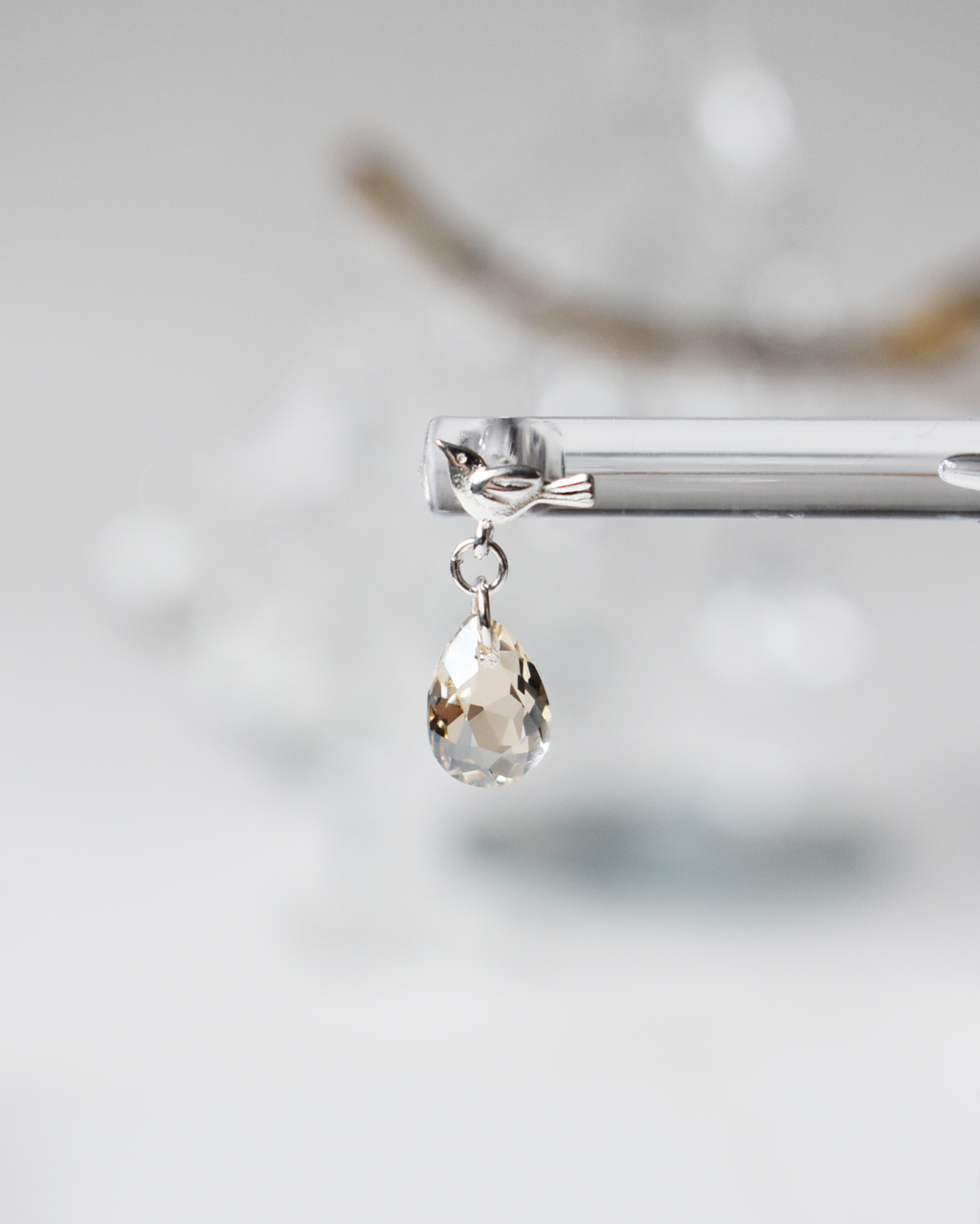 'Love Bird' Champagne Crystal Drop Earrings