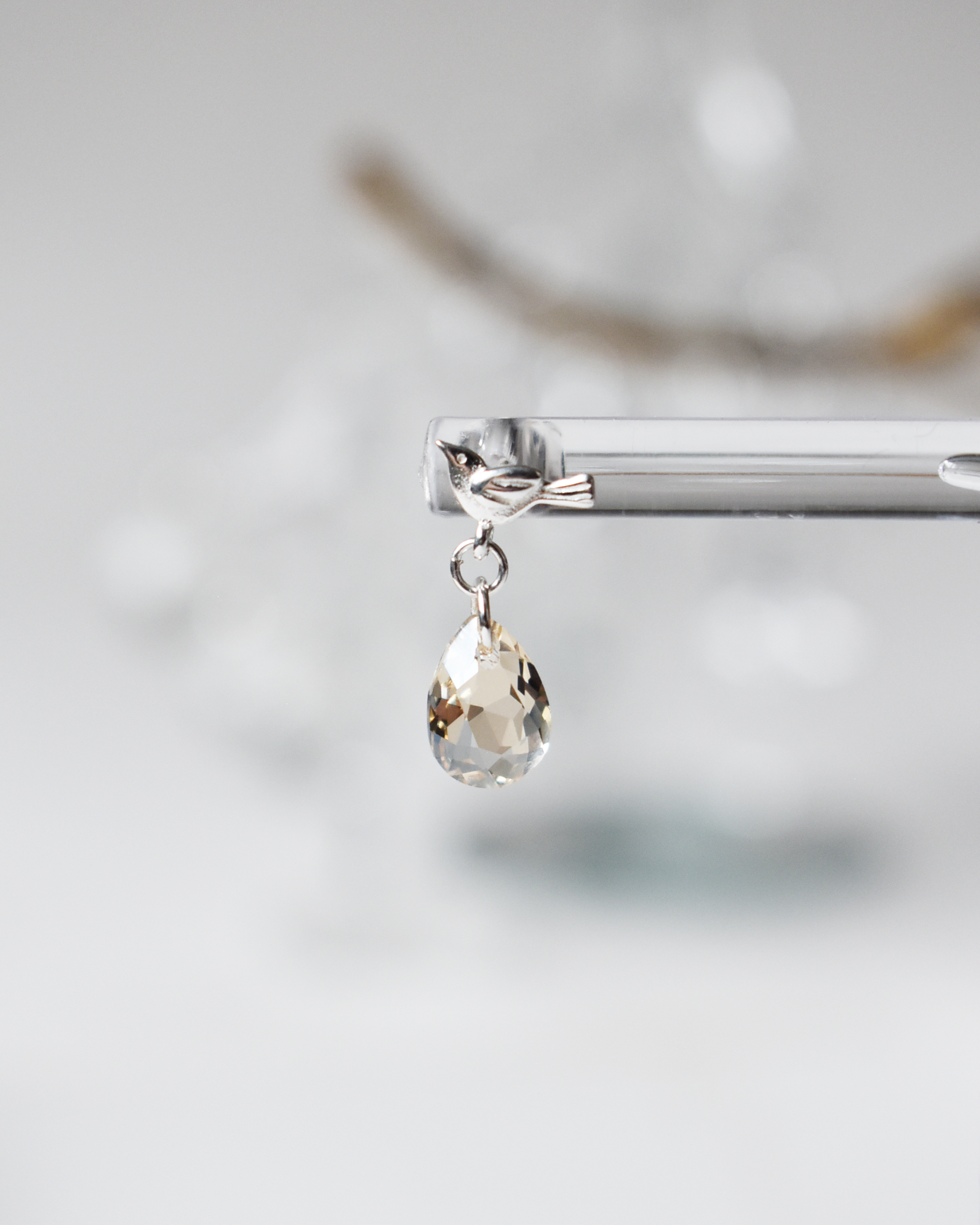 'Love Bird' Champagne Crystal Drop Earrings