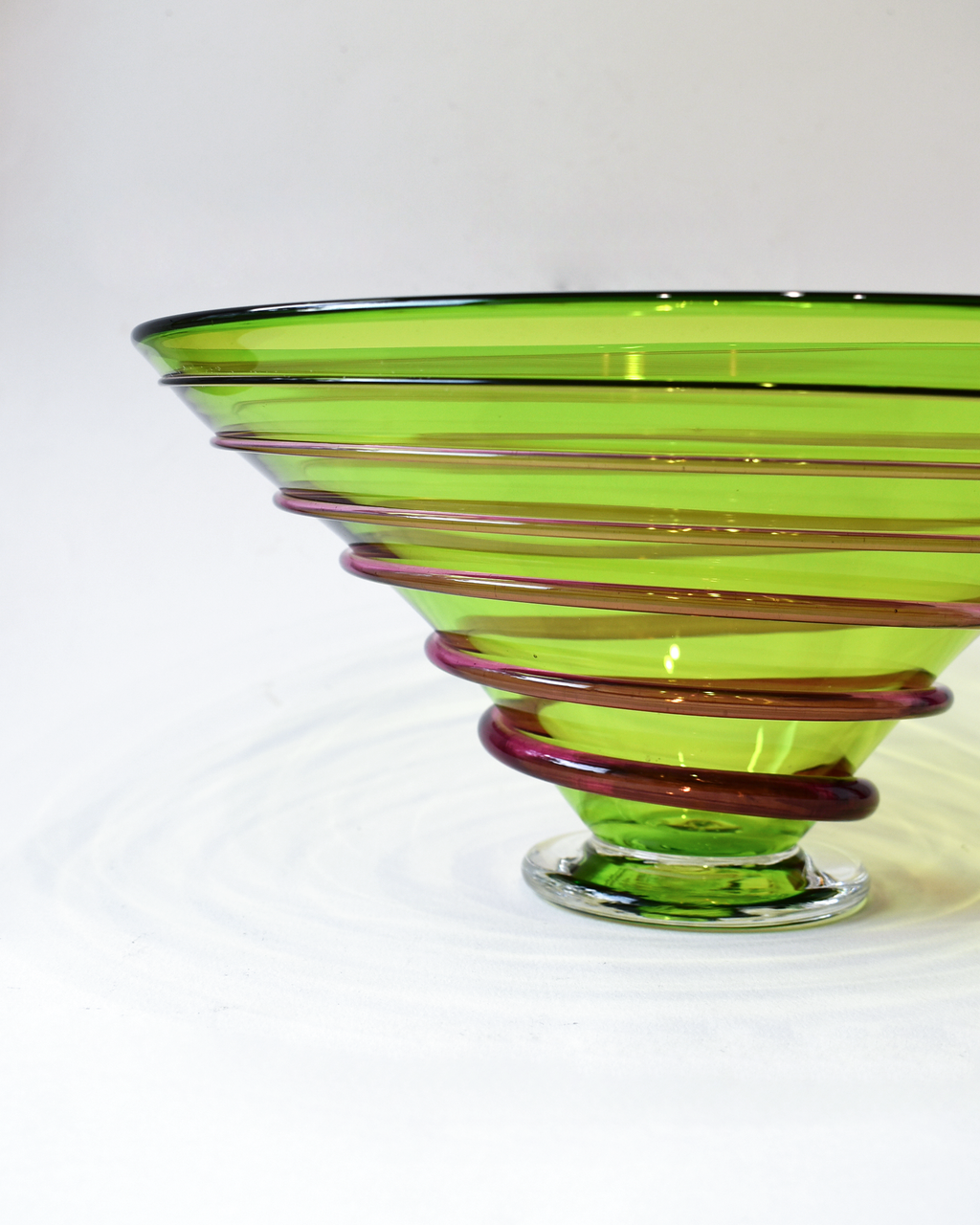 Lime & Cranberry Spiral Blown Bowl (L)