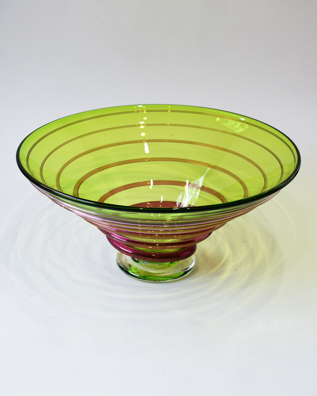 Lime & Cranberry Spiral Blown Bowl (L)