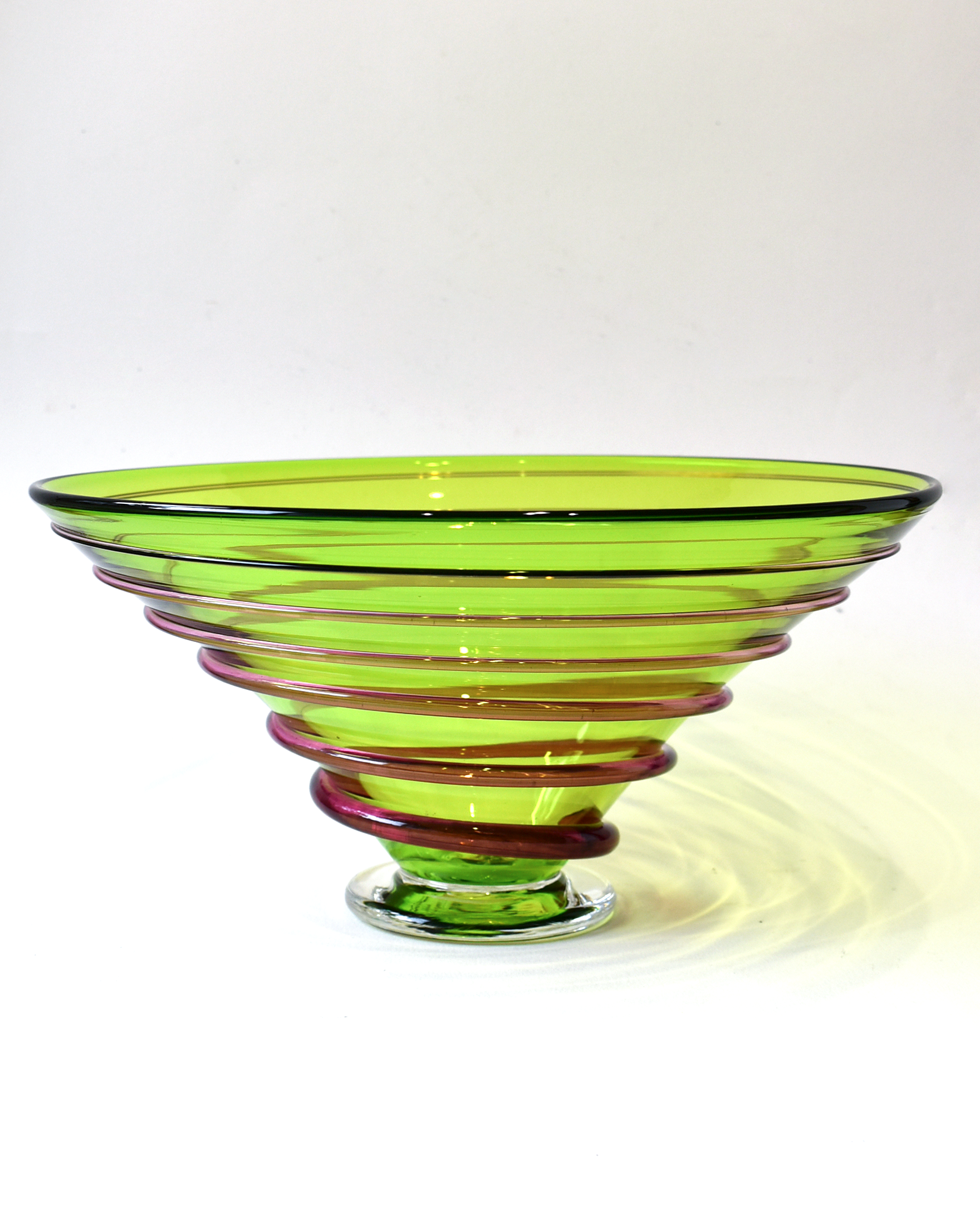 Lime & Cranberry Spiral Blown Bowl (L)