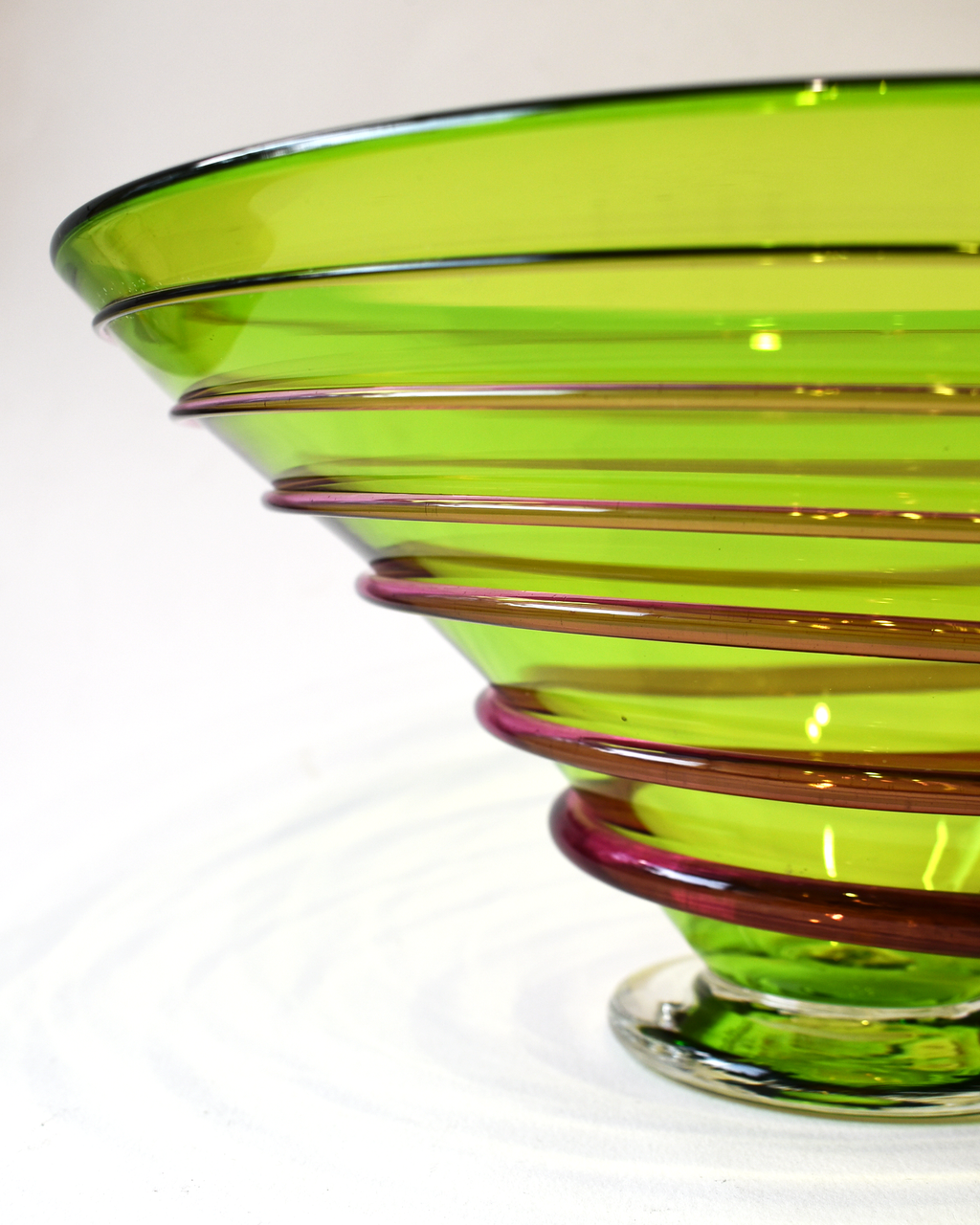 Lime & Cranberry Spiral Blown Bowl (L)