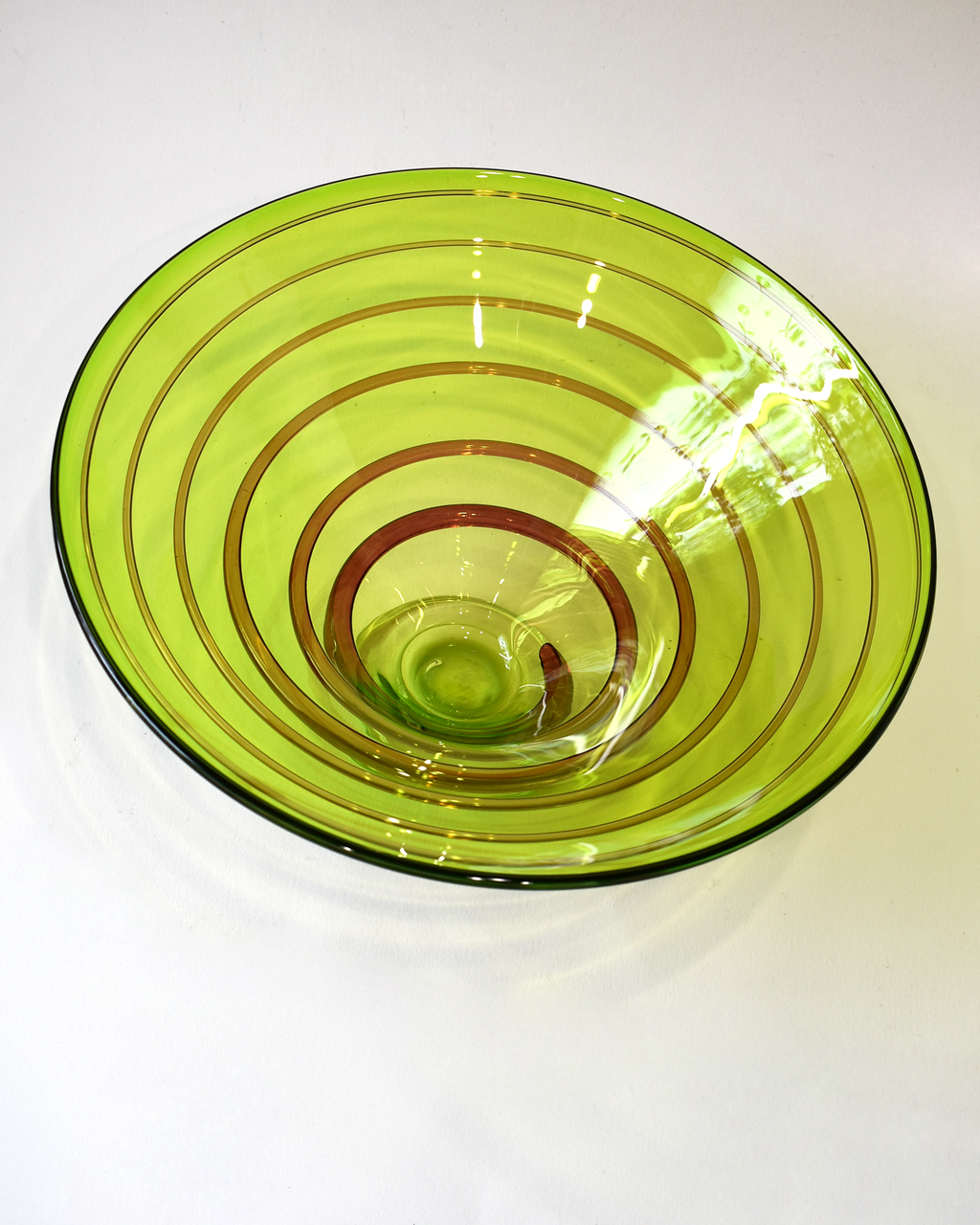 Lime & Cranberry Spiral Blown Bowl (L)