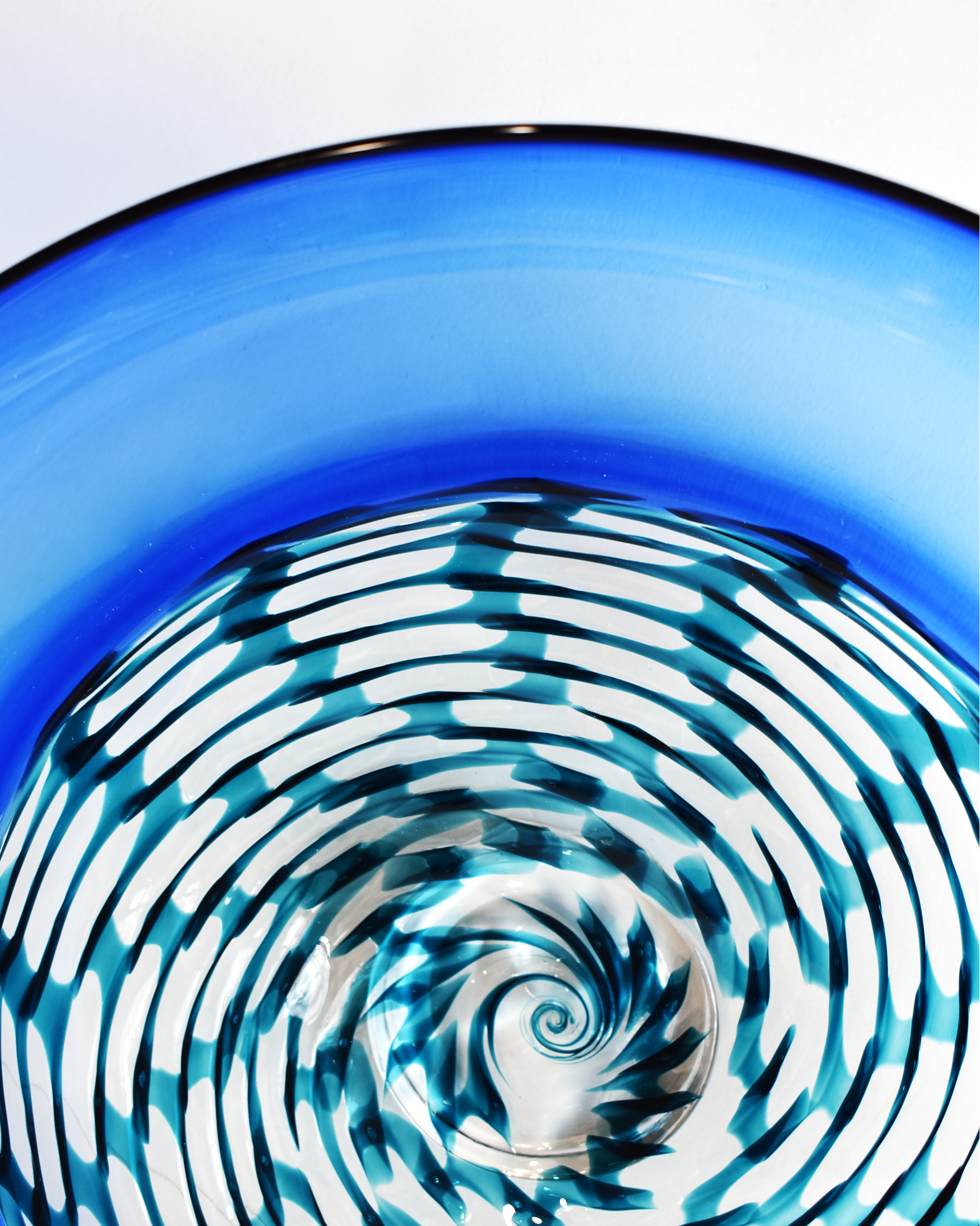 Blue & Aqua Blown Lattice Glass Bowl (L)