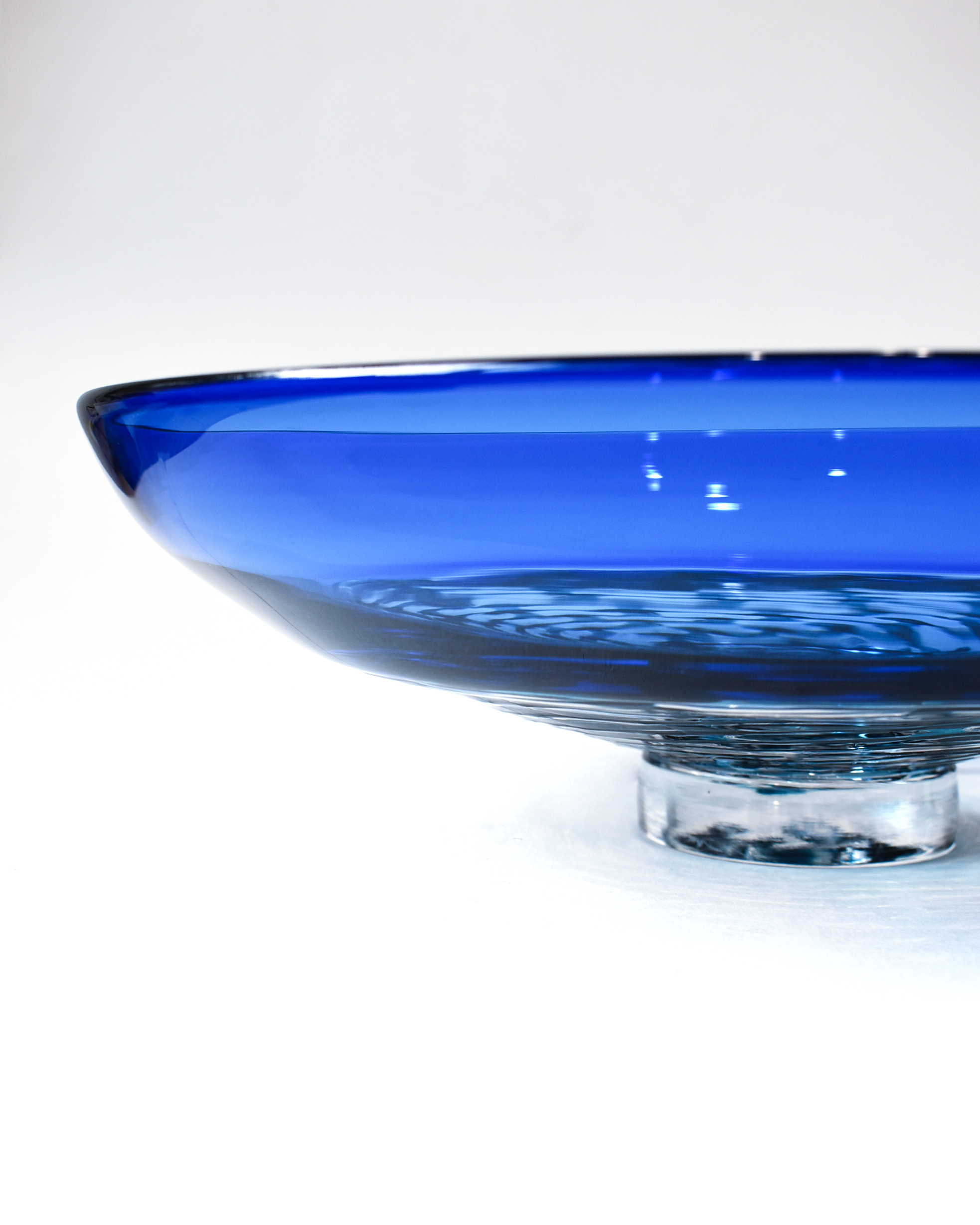 Blue & Aqua Blown Lattice Glass Bowl (L)