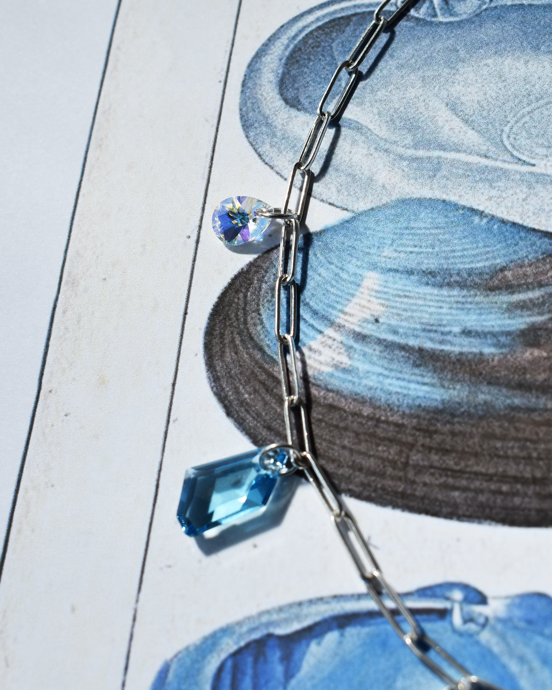 'Iridescent Tide' Paperclip Chain Necklace