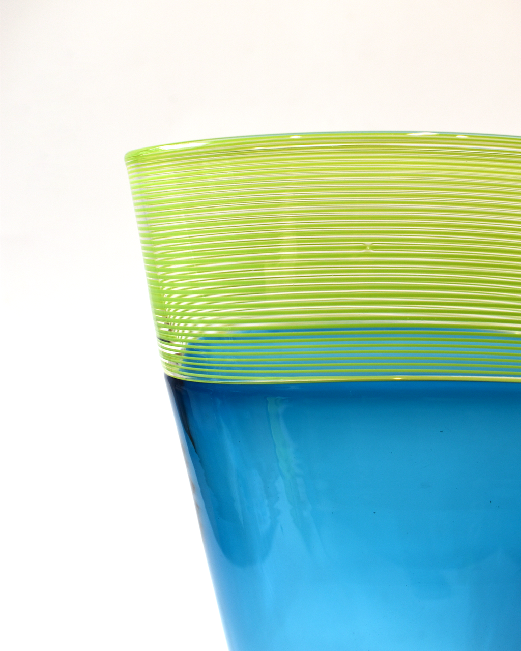 Aqua & Lime Threaded Blown Glass Vase (S)