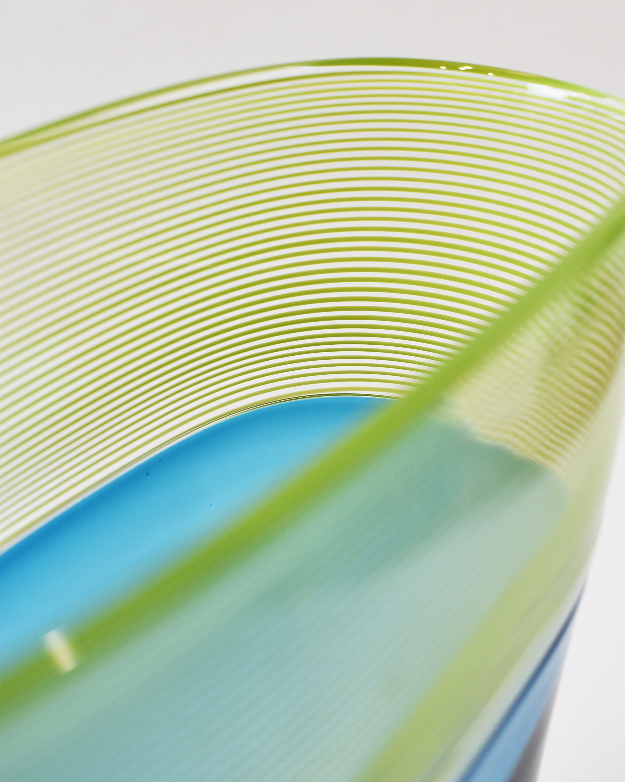 Aqua & Lime Threaded Blown Glass Vase (S)