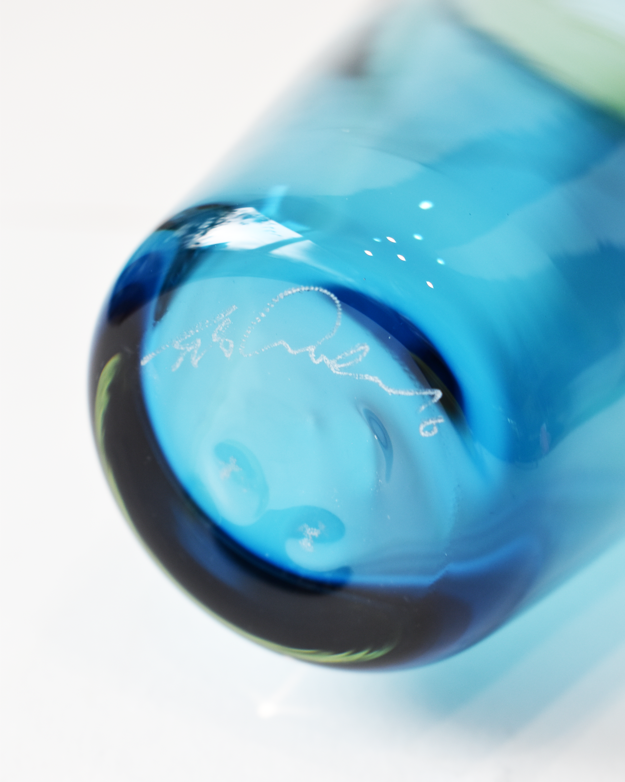 Aqua & Lime Threaded Blown Glass Vase (S)