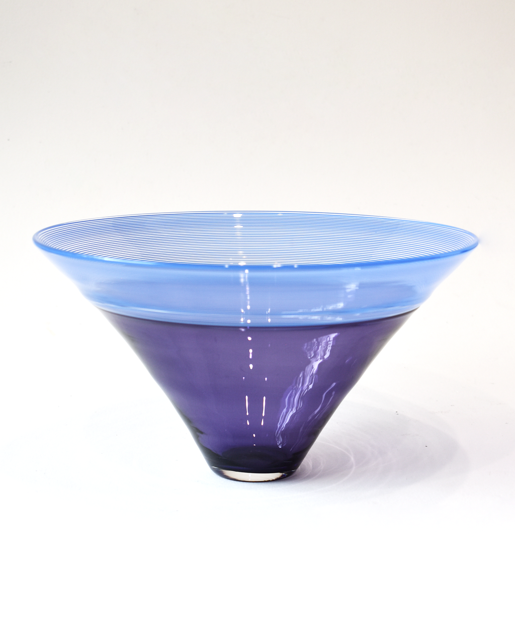 Purple & Blue Threaded Blown Glass Bowl (S)