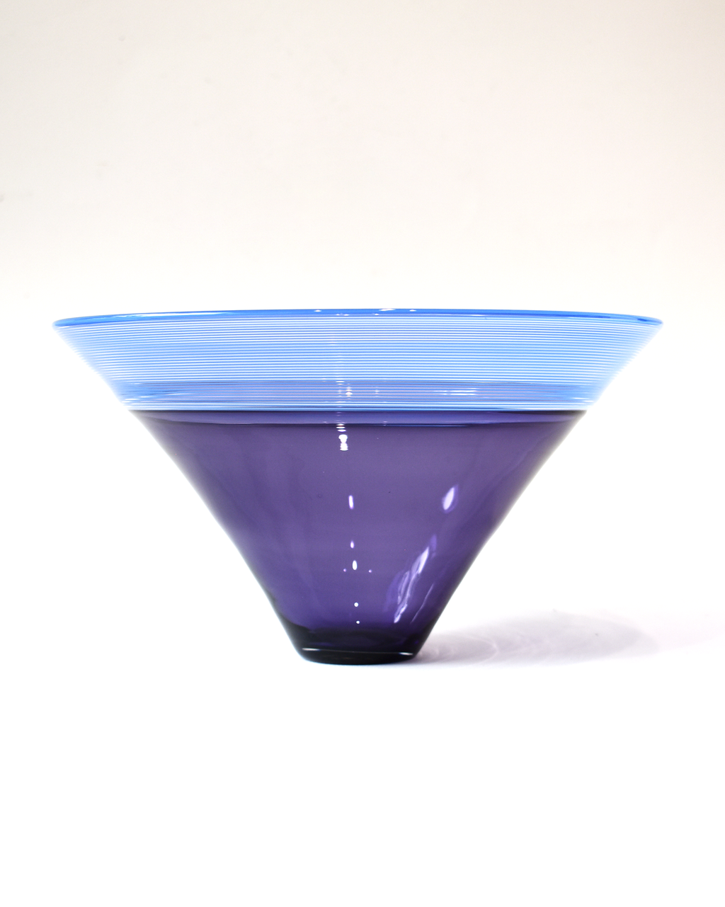 Purple & Blue Threaded Blown Glass Bowl (S)