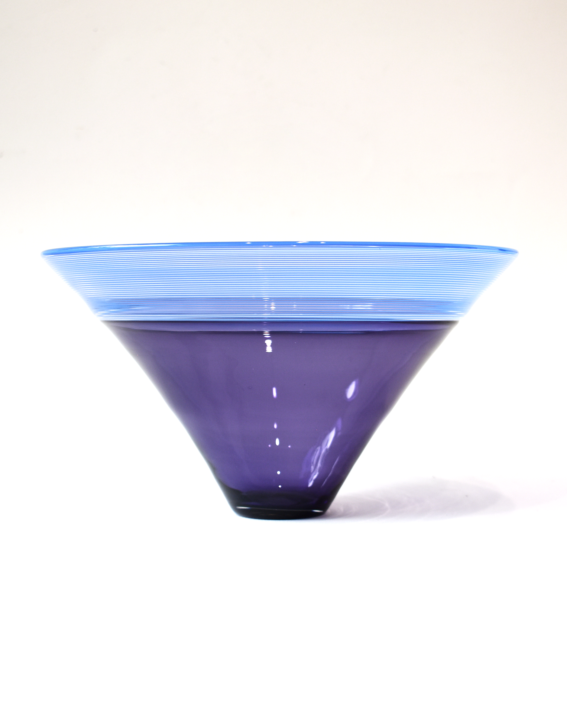 Purple & Blue Threaded Blown Glass Bowl (S)