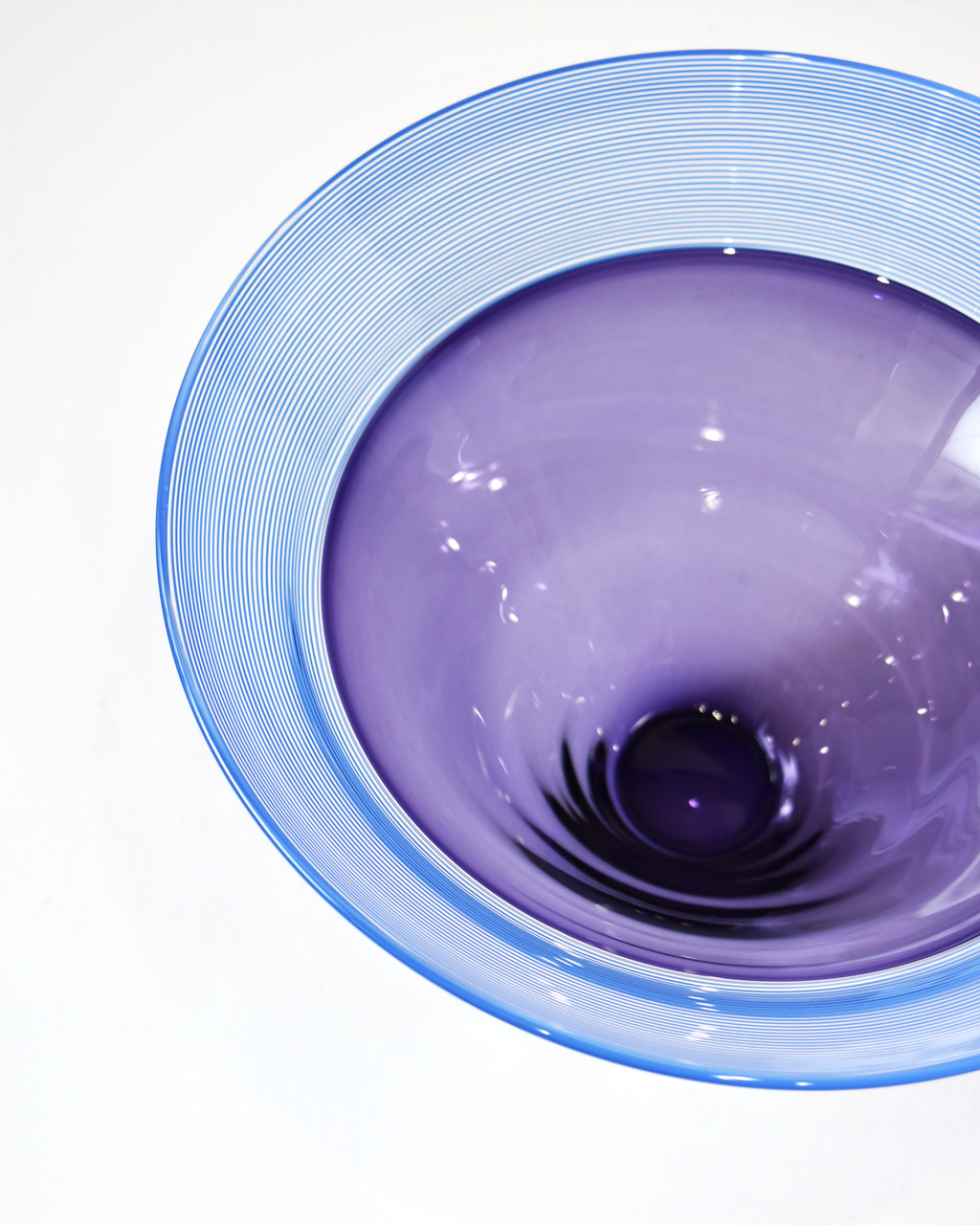 Purple & Blue Threaded Blown Glass Bowl (S)