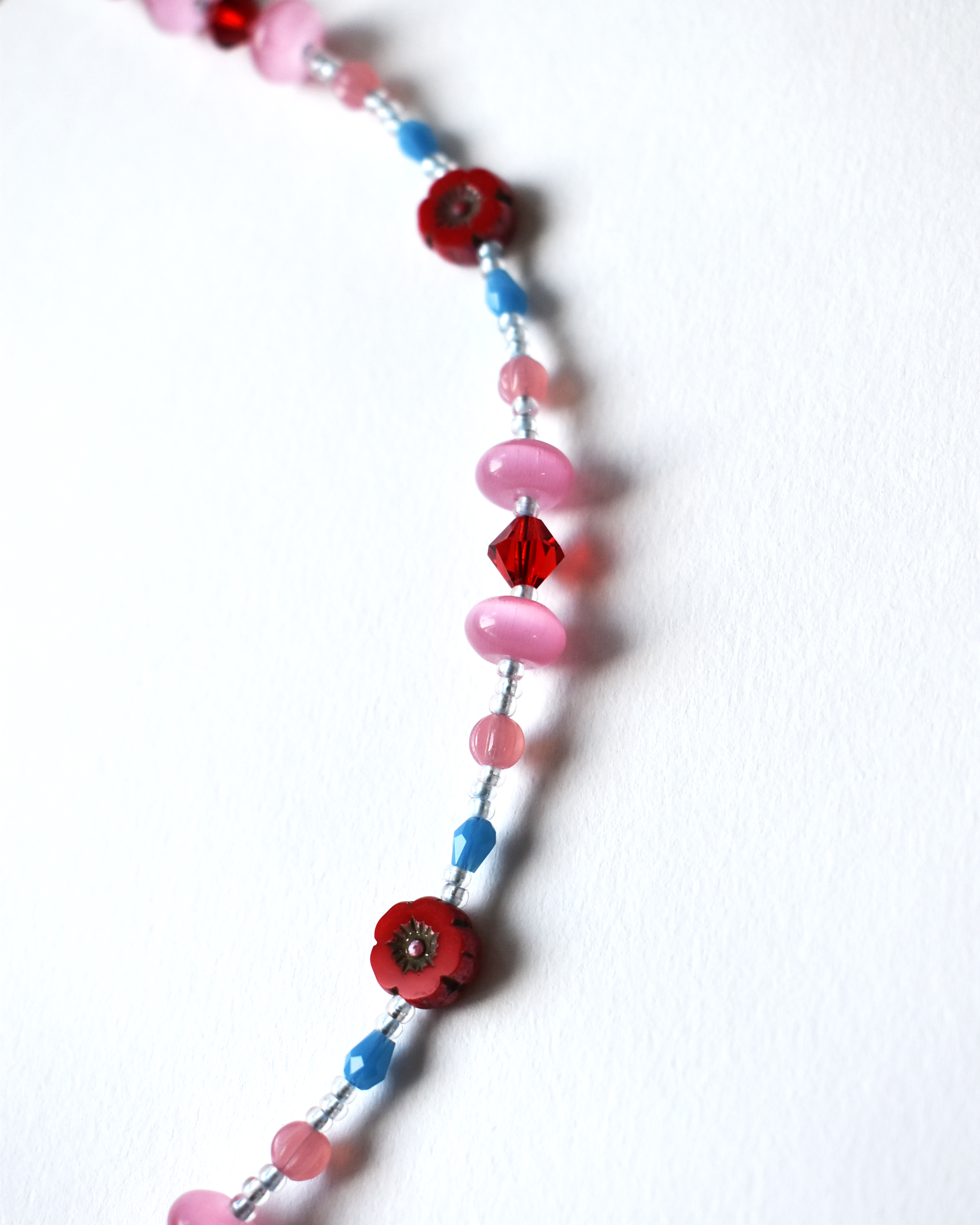 'Wildflower' Pink & Red Bead Necklace