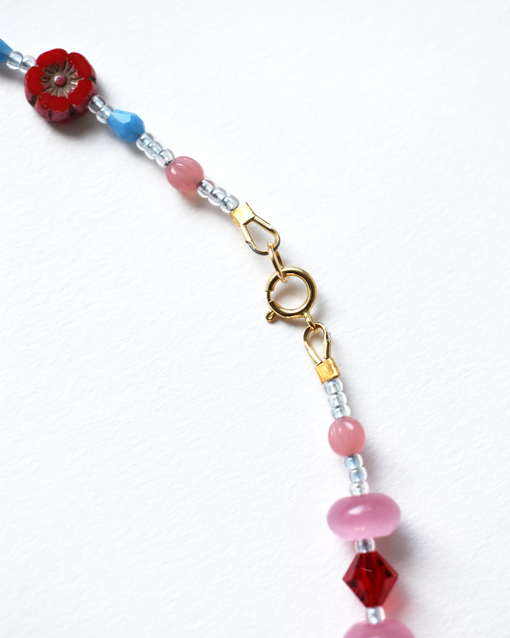 'Wildflower' Pink & Red Bead Necklace