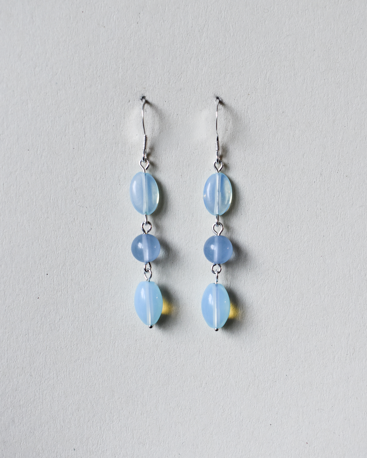 'Milky Blue' Bead Drop Earrings