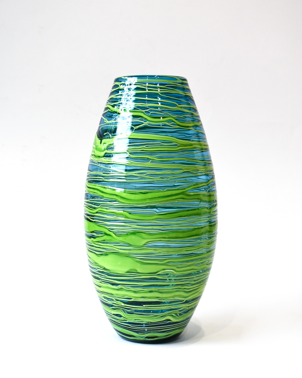 'Bound' Aqua & Lime Blown Glass Vase (S)