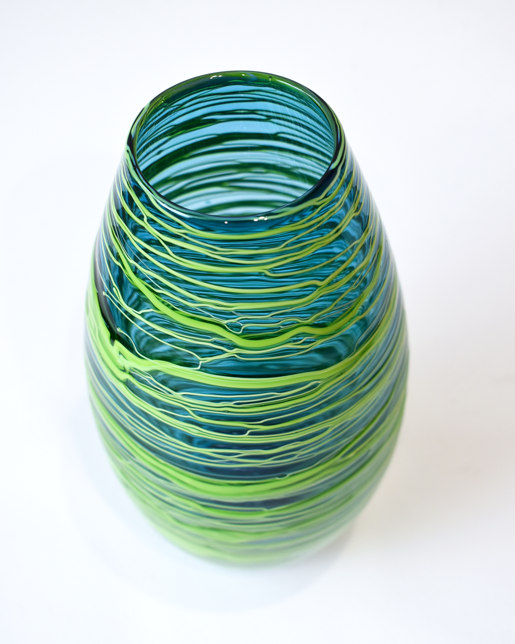 'Bound' Aqua & Lime Blown Glass Vase (S)