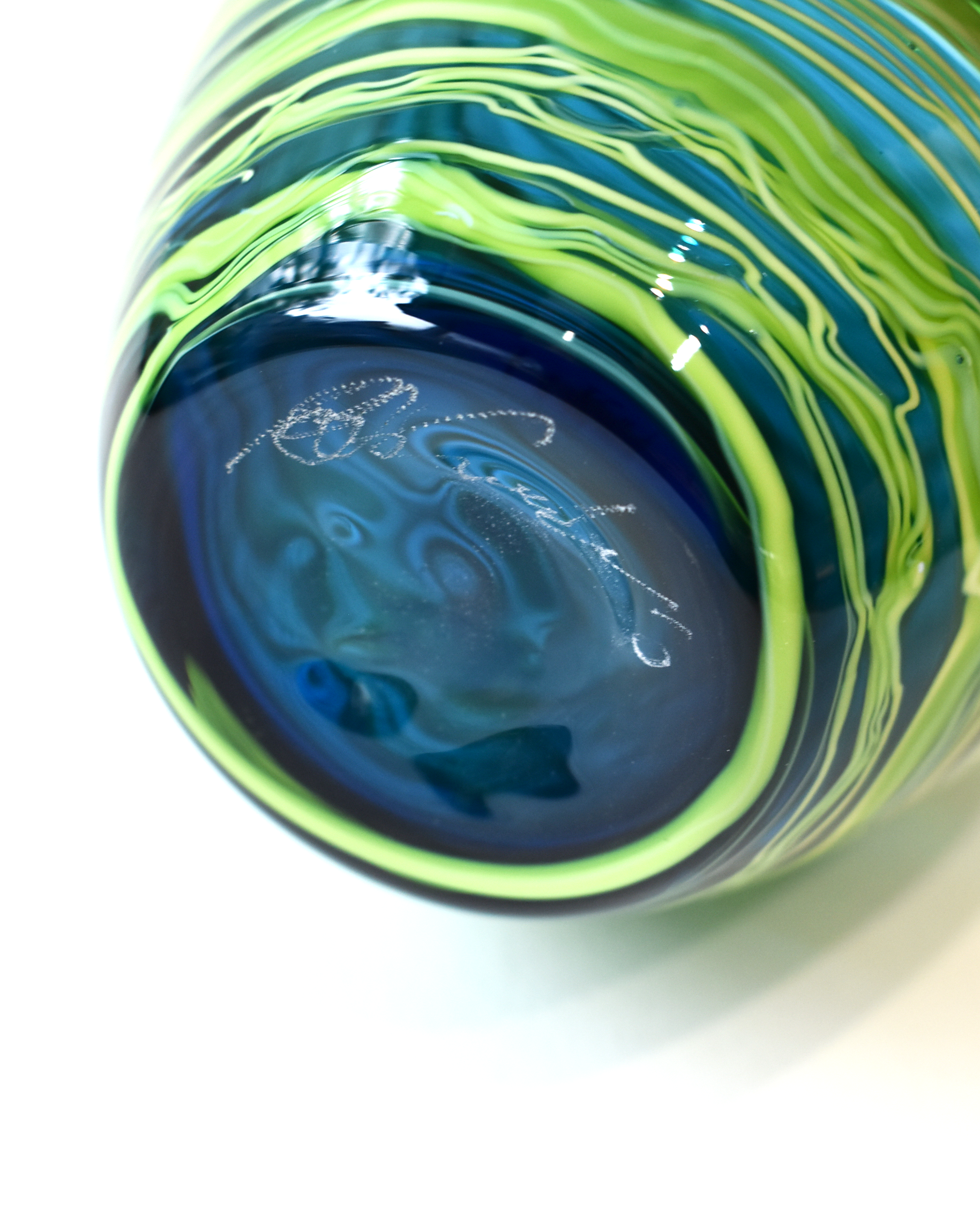 'Bound' Aqua & Lime Blown Glass Vase (S)