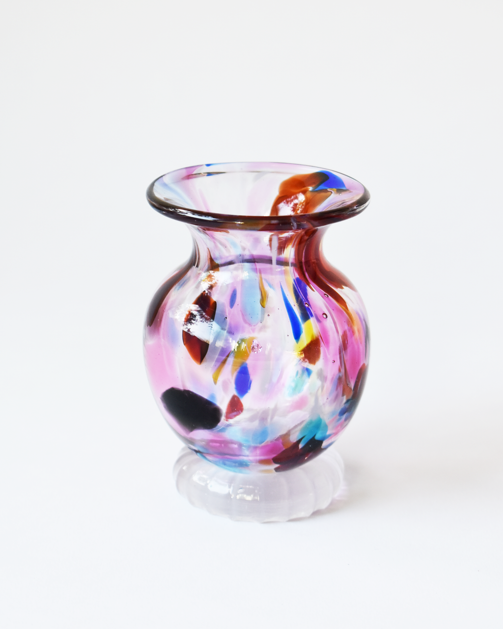 Pink Multicolour Splash Blown Ink Pot (with Henry base)