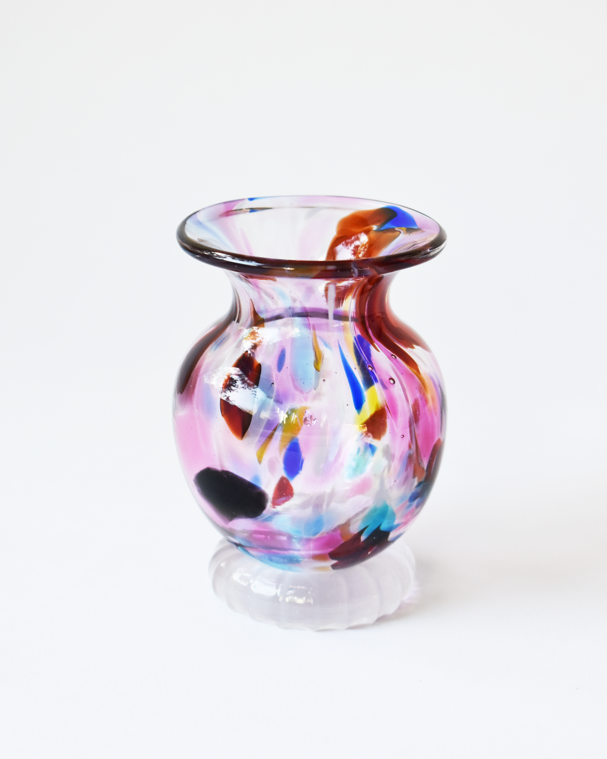 Pink Multicolour Splash Blown Ink Pot (with Henry base)