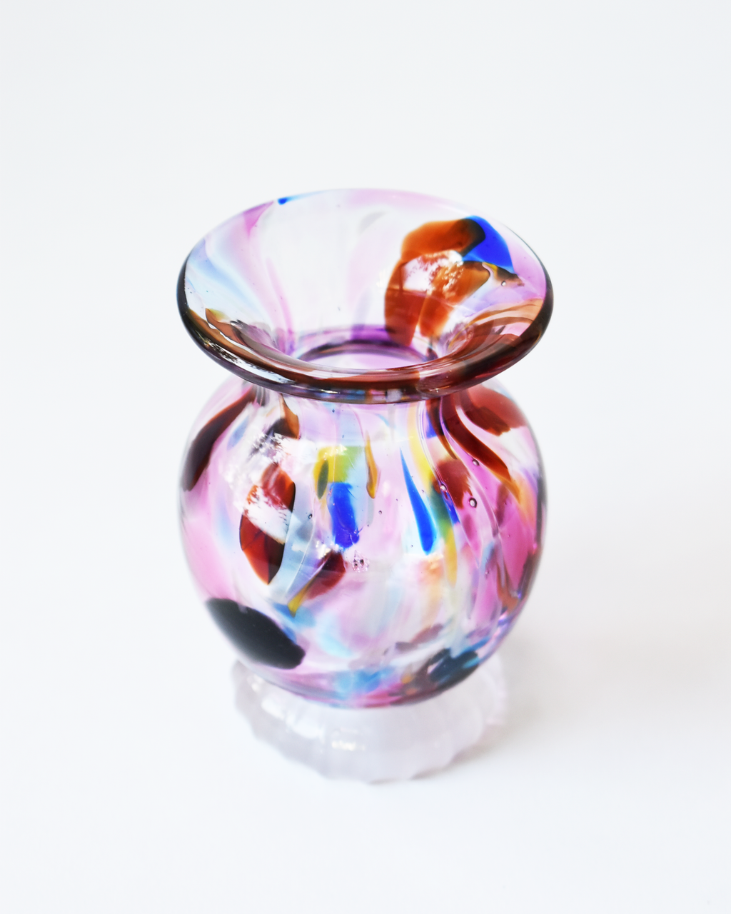 Pink Multicolour Splash Blown Ink Pot (with Henry base)