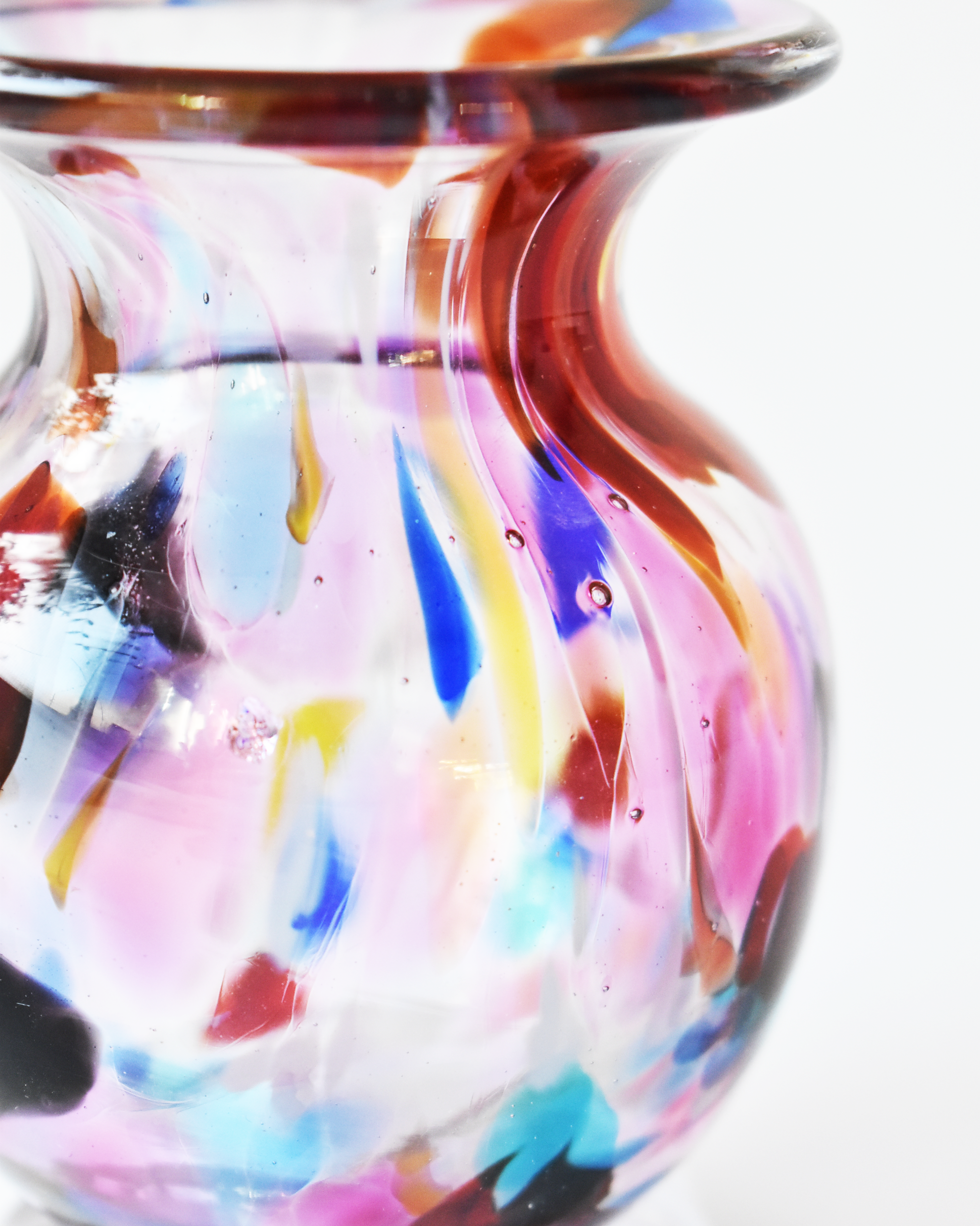 Pink Multicolour Splash Blown Ink Pot (with Henry base)