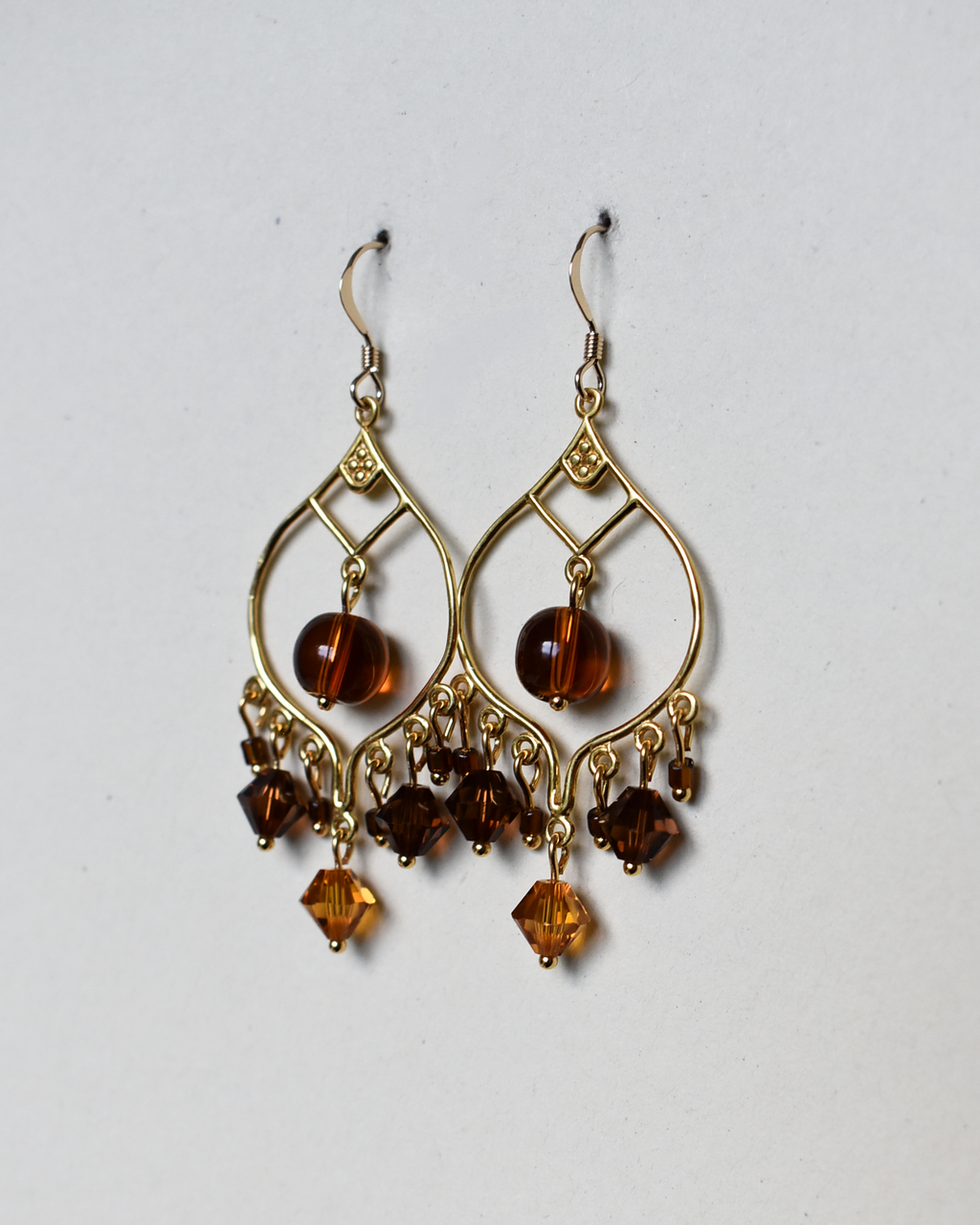 'Amber Glow' Ornate Chandelier Earrings