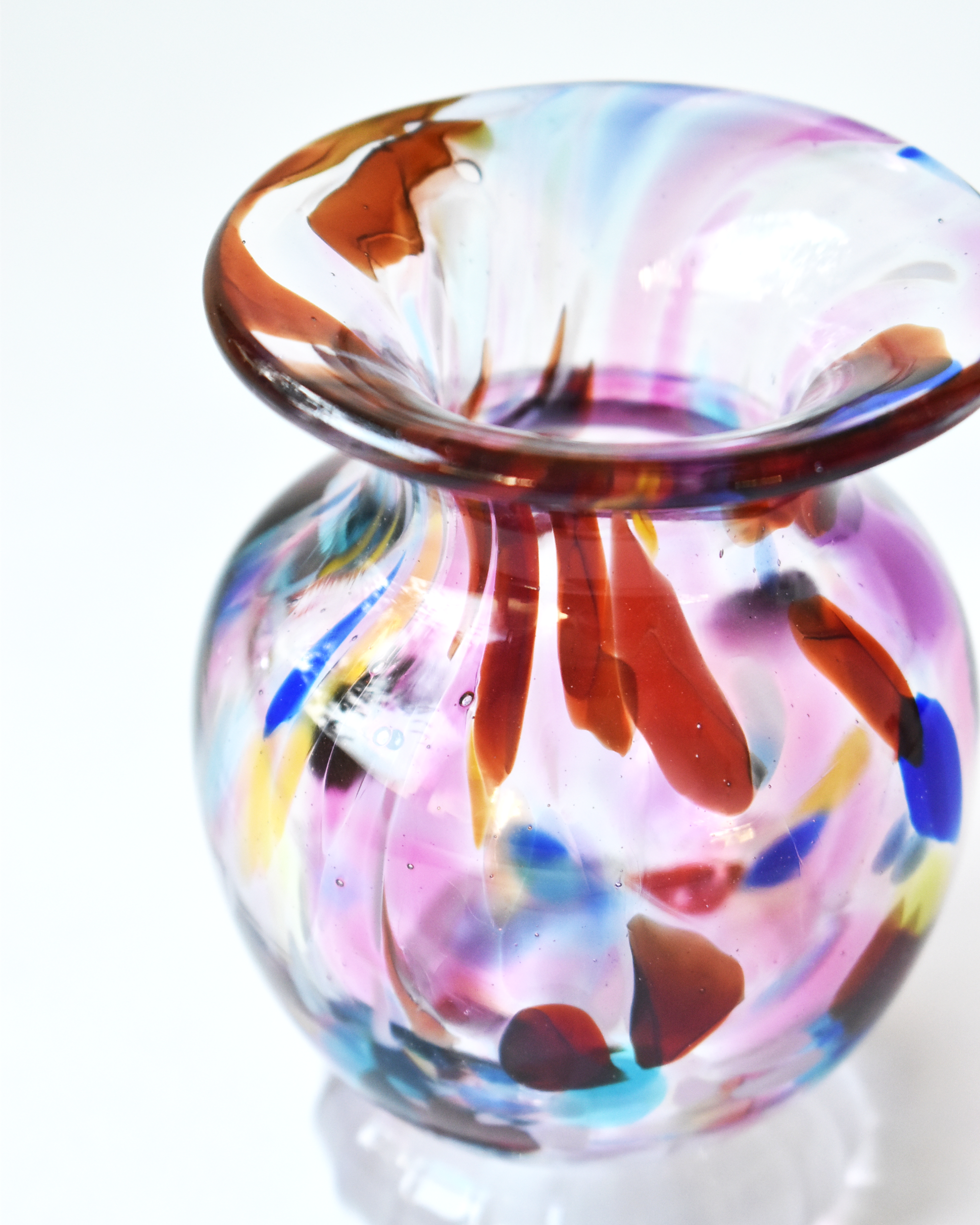 Pink Multicolour Splash Blown Ink Pot (with Henry base)