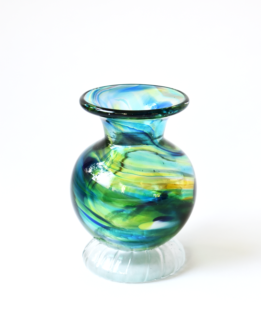 Blue & Green Splash Blown Ink Pot (with Henry base)