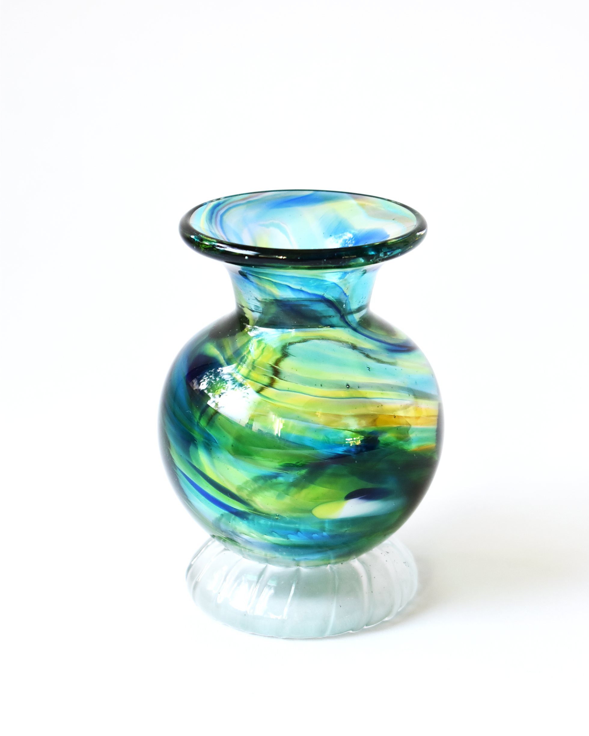 Blue & Green Splash Blown Ink Pot (with Henry base)
